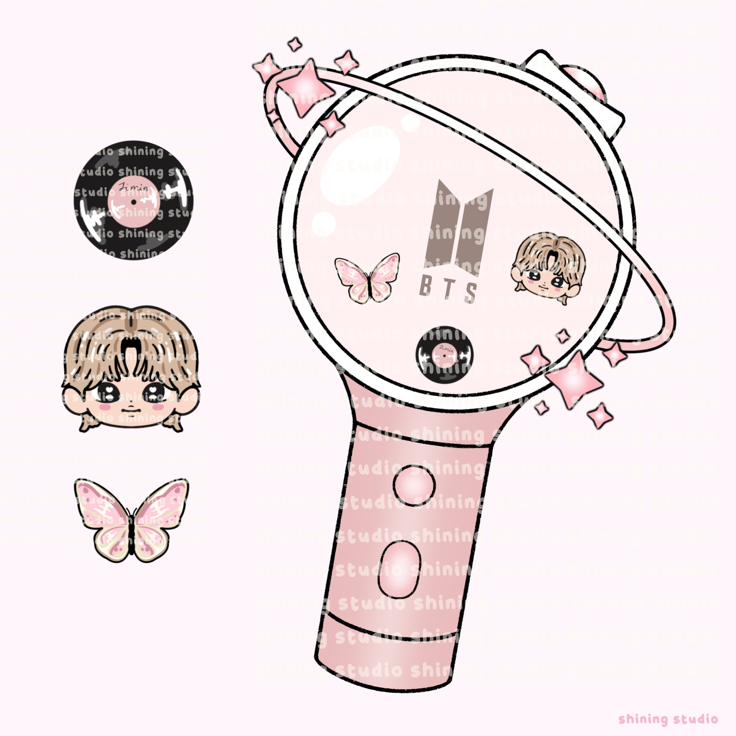JIMIN Lightstick Shaker Keychain