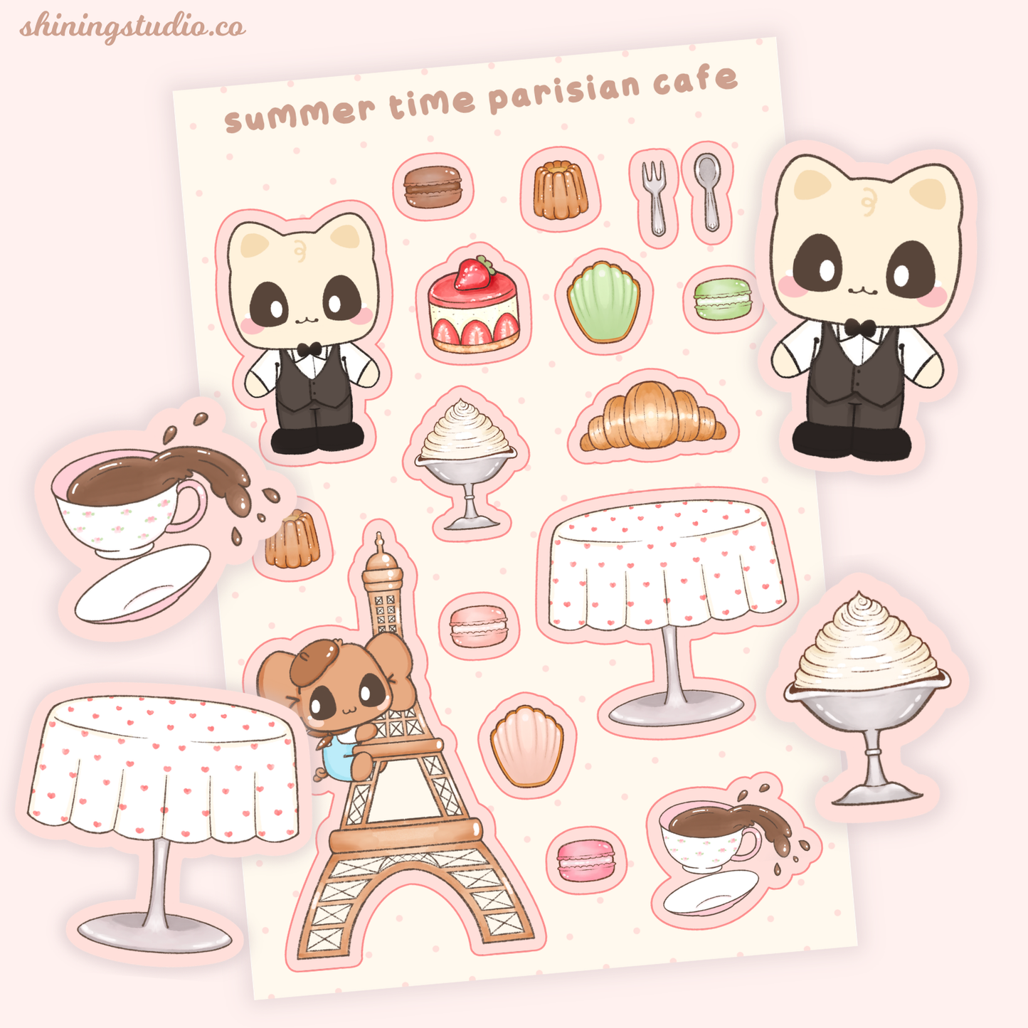 'Summer Time Parisian Cafe' Sticker Sheet