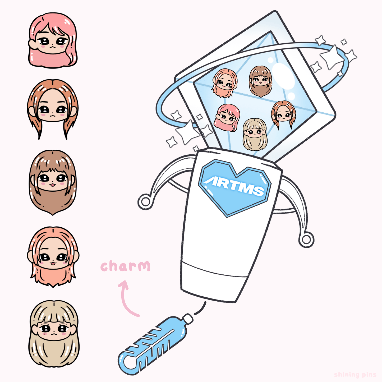 ARTMS Lightstick Shaker Keychain Acrylic Keychain acrylic keychains & pins, loona, shop new in Shining Pins