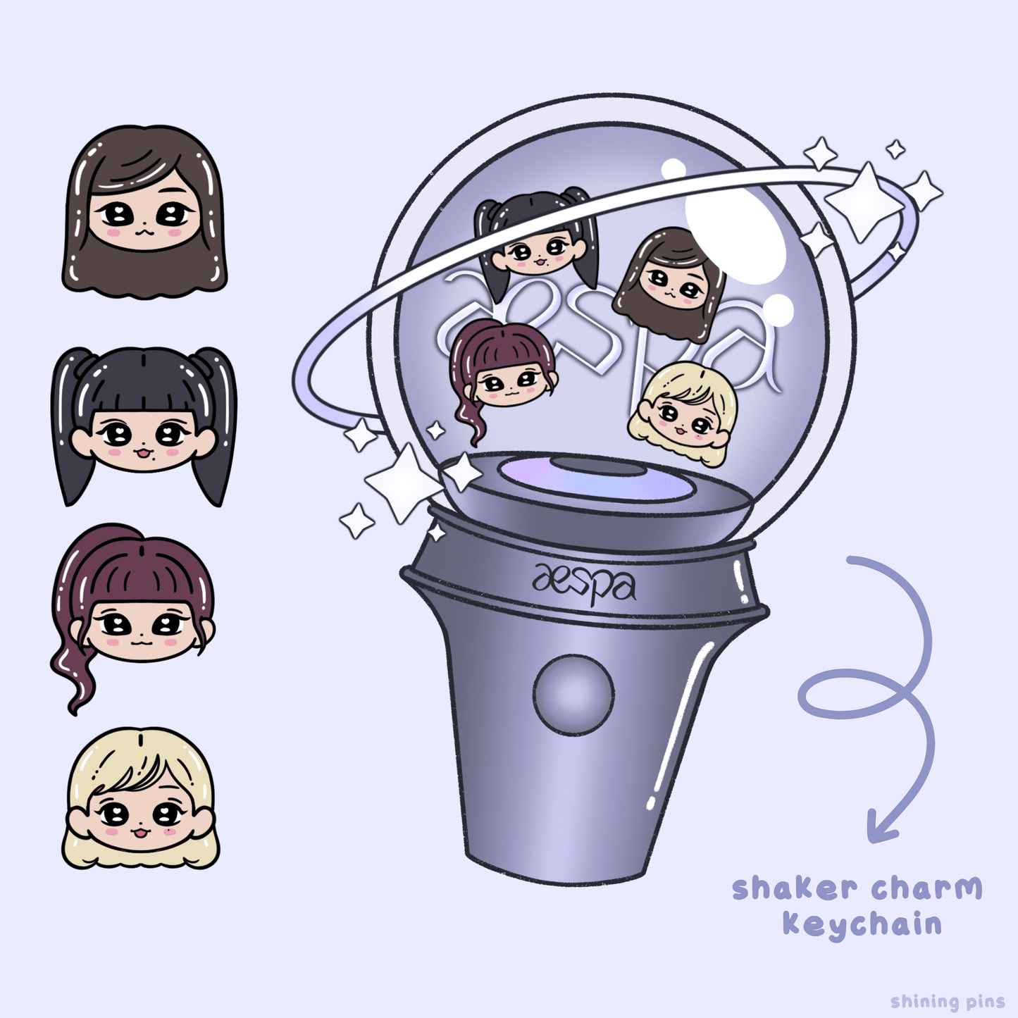 Aespa Lightstick Shaker Keychain Acrylic Keychain acrylic keychains & pins, aespa, restock Shining Pins