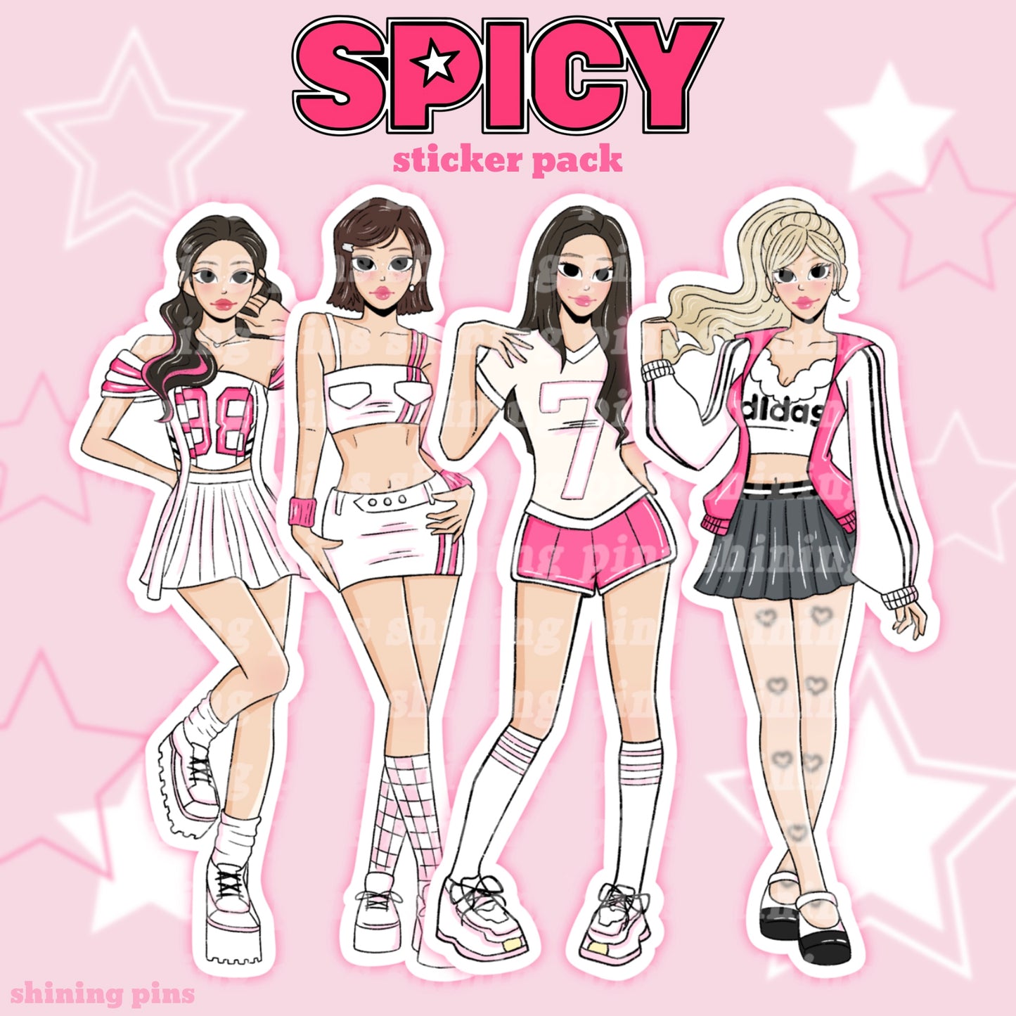 Aespa 'Spicy' Sticker Pack Stickers and Stationary aespa, stickers & stationary Shining Pins