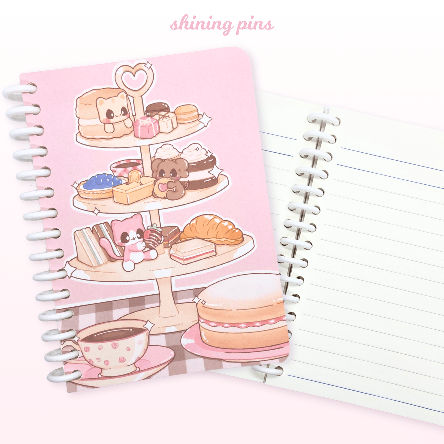 'Afternoon Tea' A6 Notebook kkoongie and friends, shop new in, stationary, stickers & stationary Shining Pins