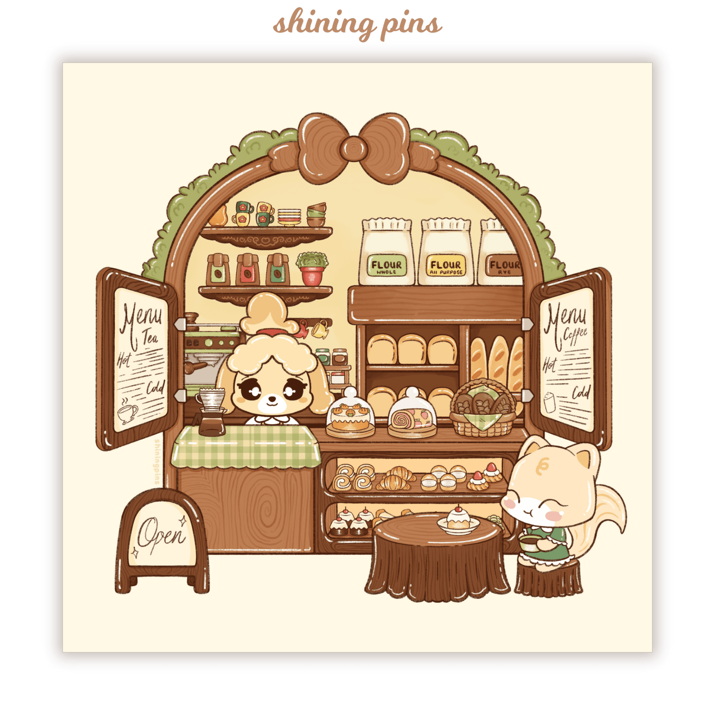 Animal Crossing 'Isabelle's Cafe' Print Art print animal crossing, art prints, shop new in Shining Pins