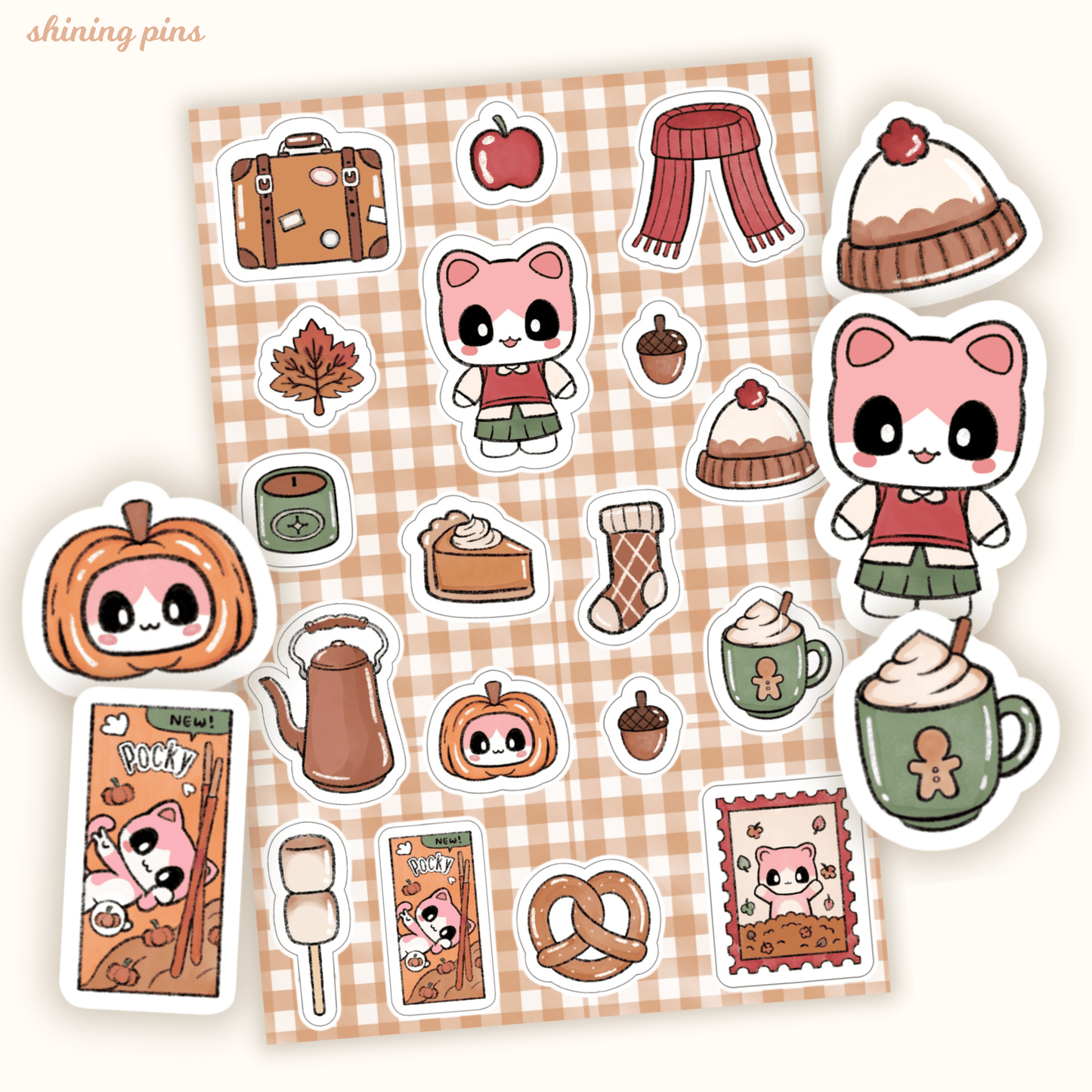 'Autumn Campside' Kkoongie Sticker Sheet Stickers and Stationary kkoongie and friends, stickers & stationary Shining Pins