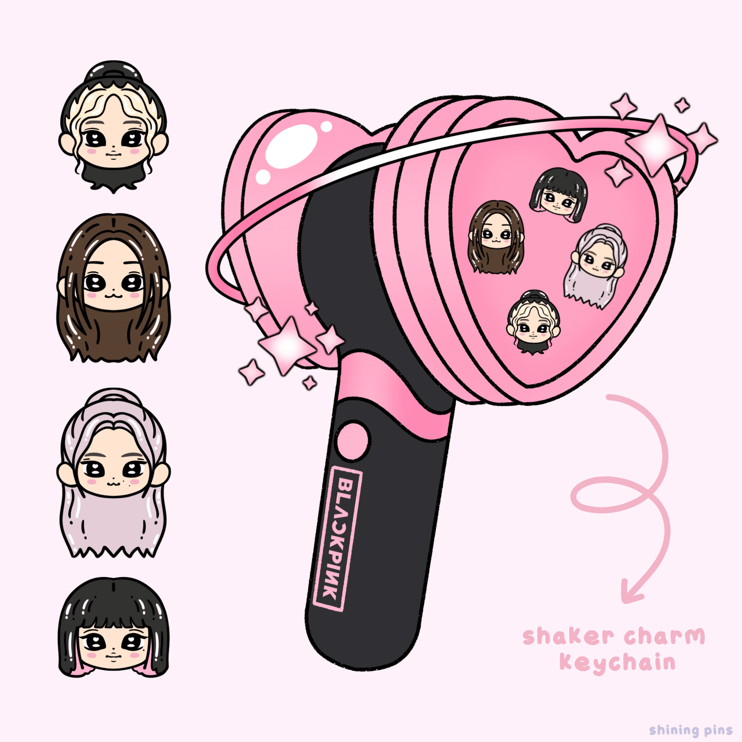 Blackpink Lightstick Shaker Keychain Acrylic Keychain acrylic keychains & pins, blackpink Shining Pins