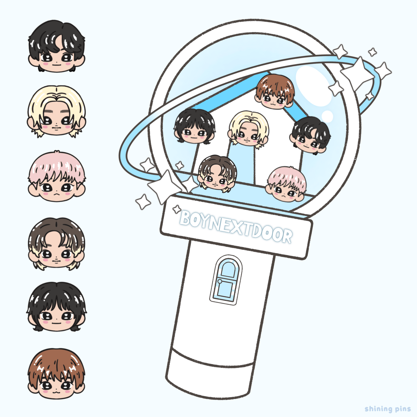 BoyNextDoor Lightstick Shaker Keychain Acrylic Keychain acrylic keychains & pins, boynextdoor, shop new in Shining Pins