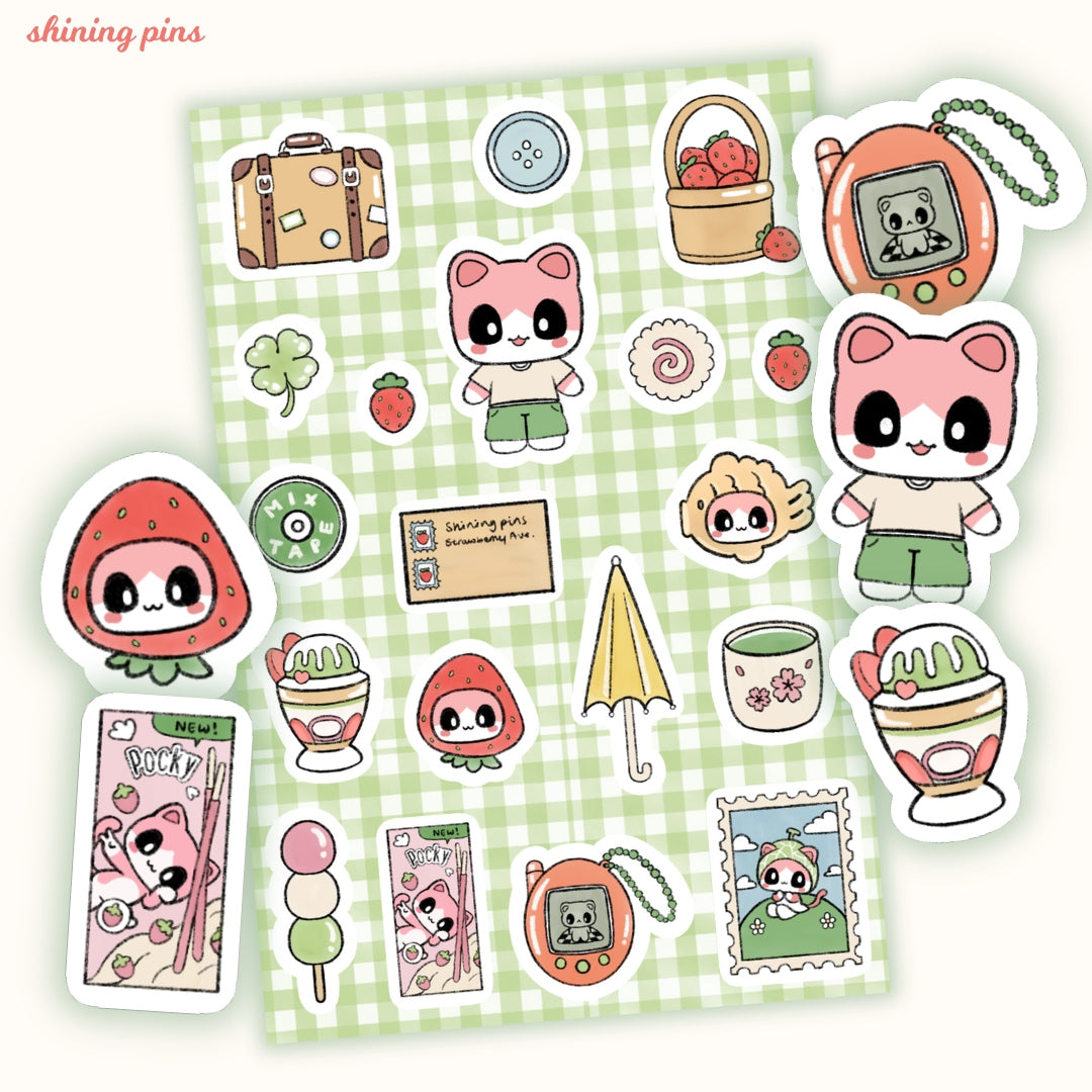 'Countryside Summer' Kkoongie Sticker Sheet Stickers and Stationary kkoongie and friends, stickers & stationary Shining Pins