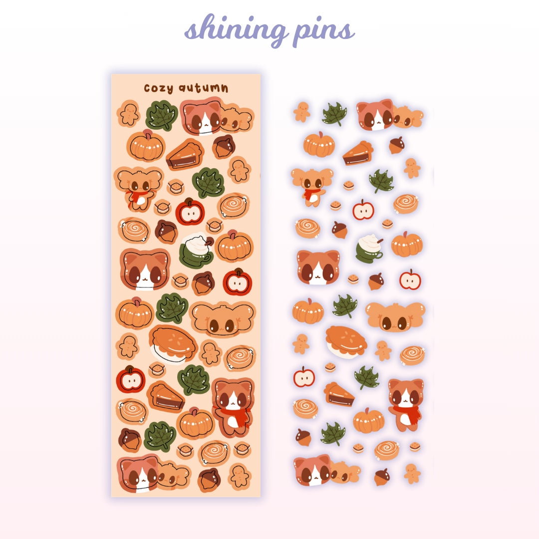 Cozy Autumn Deco Sticker Sheet Stickers and Stationary kkoongie and friends, stickers & stationary Shining Pins