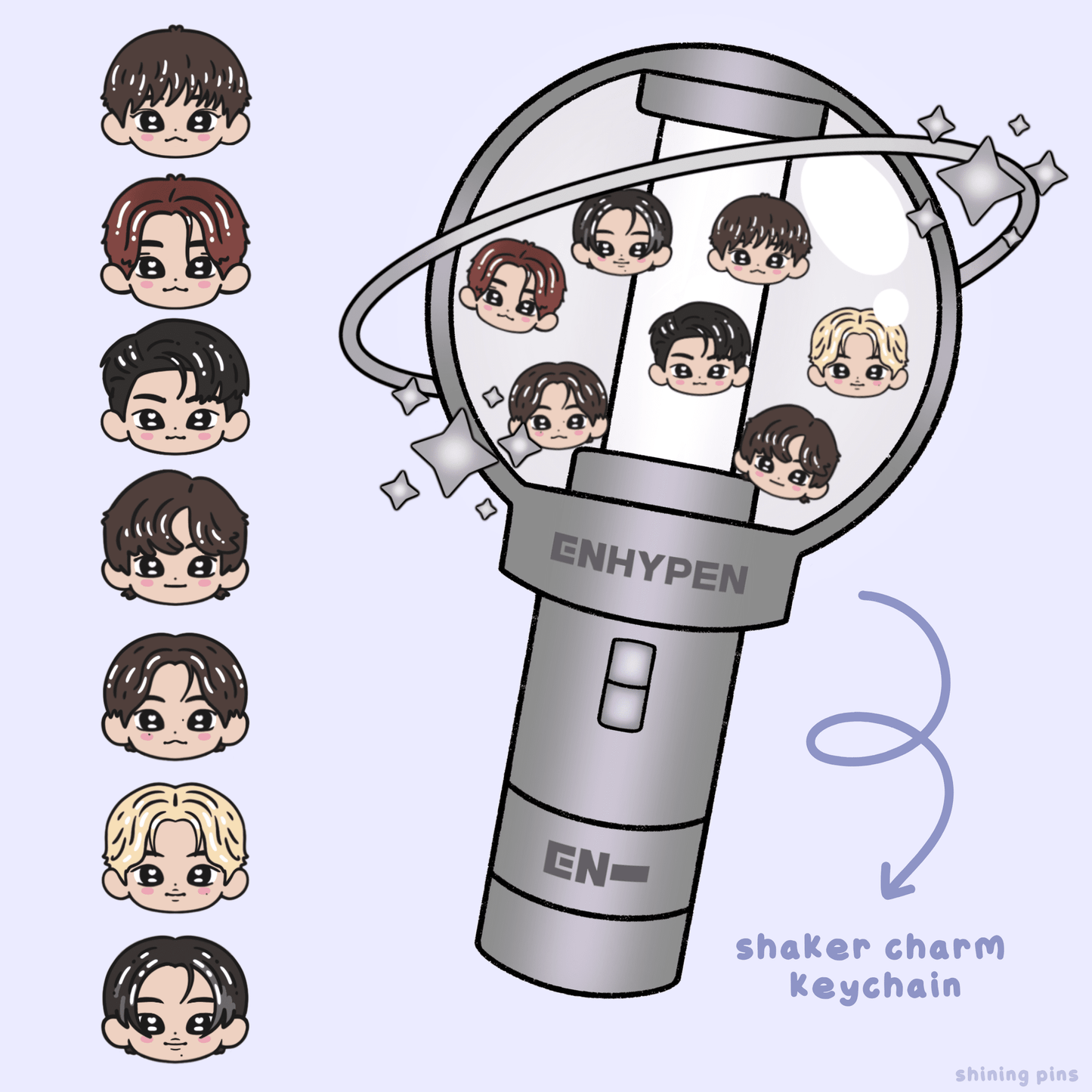 Enhypen Lightstick Shaker Keychain Acrylic Keychain acrylic keychains & pins, enhypen, preorder Shining Pins