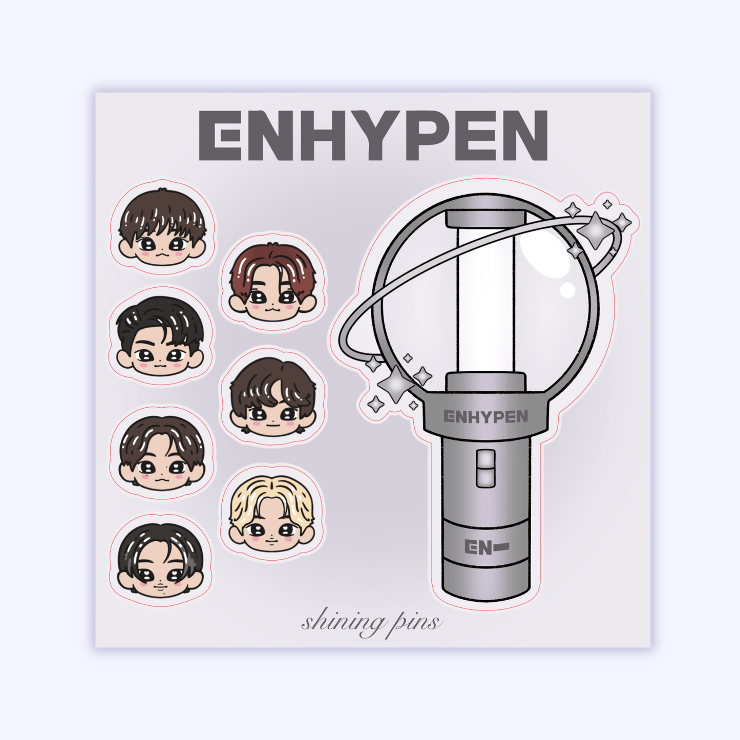 Enhypen Lightstick Sticker Sheet Stickers and Stationary enhypen, shop new in, stickers & stationary Shining Pins