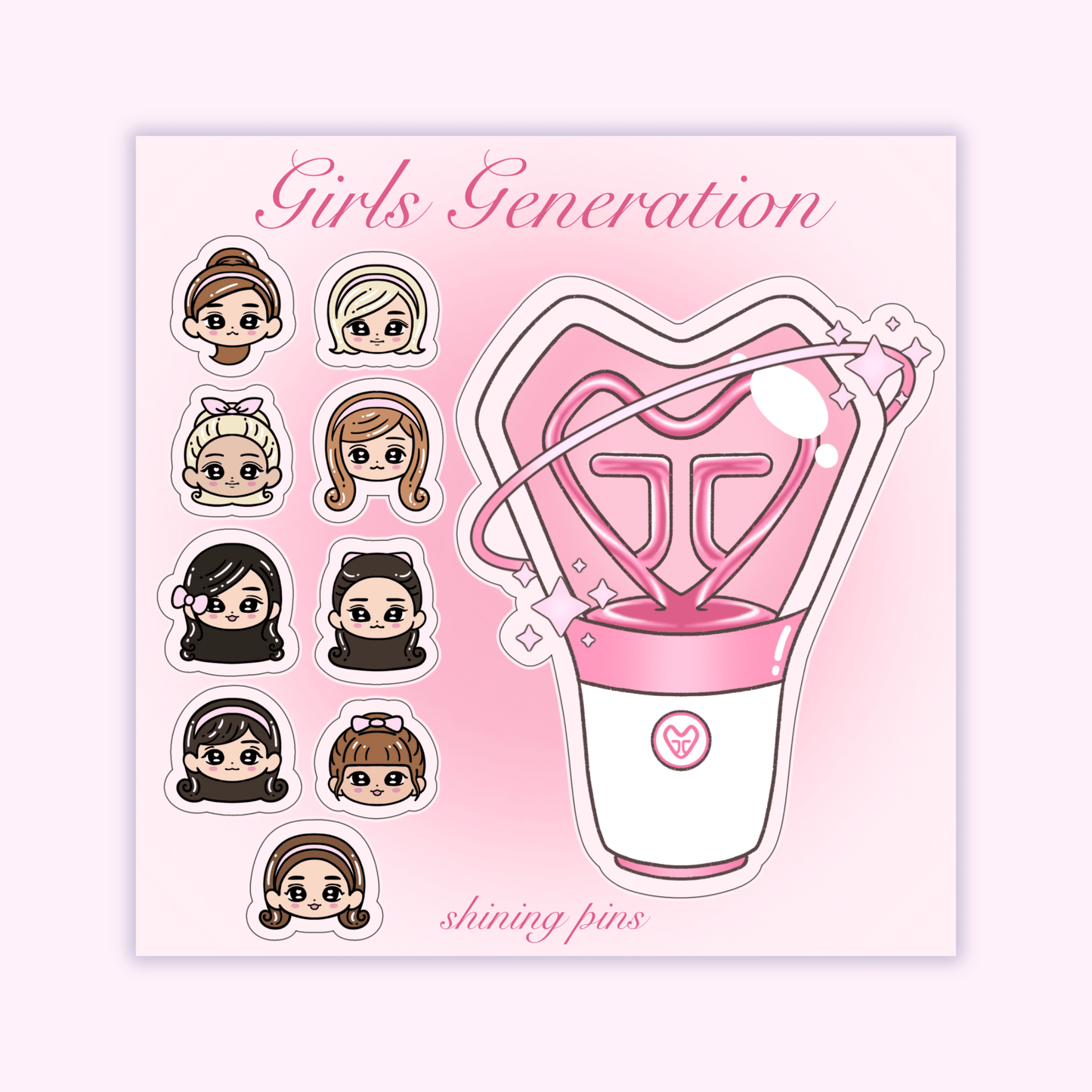 Girls' Generation Lightstick Sticker Sheet Acrylic Keychain girls generation, stickers & stationary Shining Pins