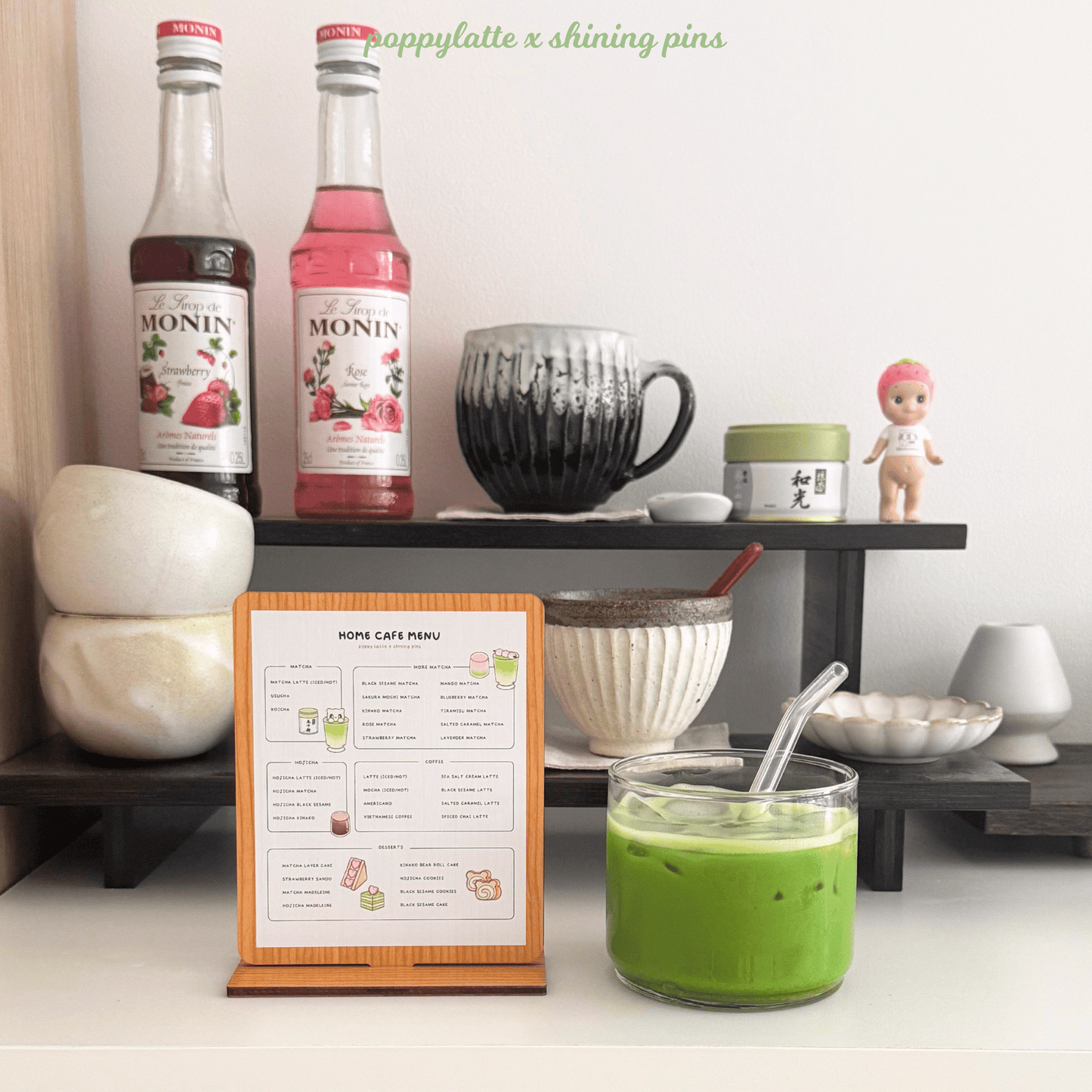 'Home Cafe Menu' Wooden Standee kkoongie and friends, standees Shining Pins