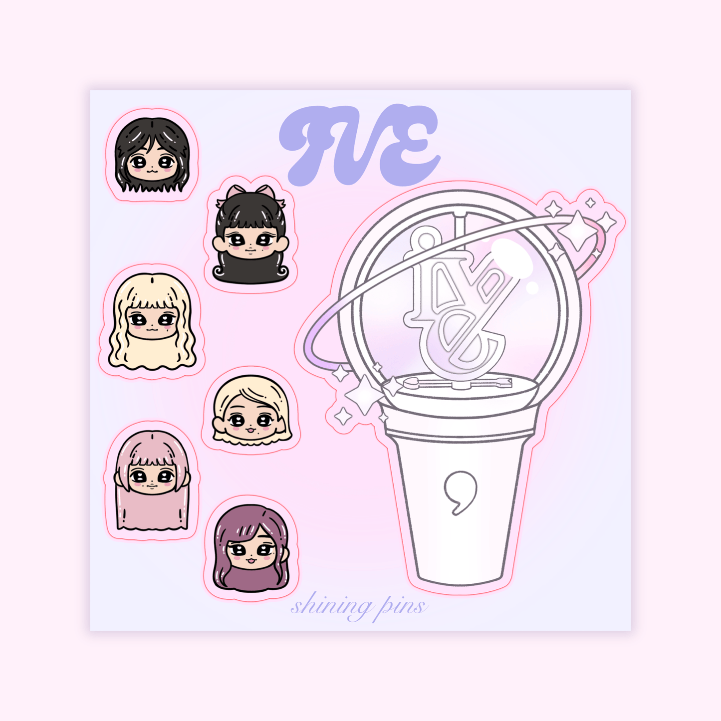 IVE Lightstick Sticker Sheet Stickers and Stationary ive, shop new in, stickers & stationary Shining Pins