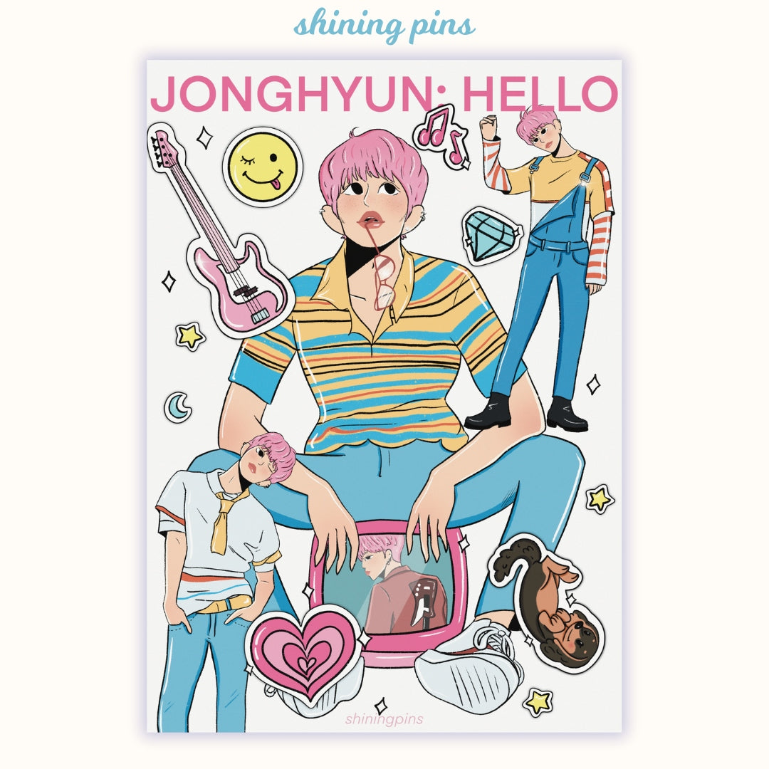 Jonghyun 'Hello' Print Art Prints art prints, shinee Shining Pins
