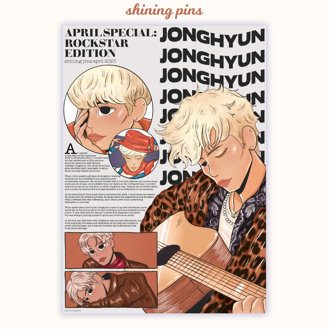 Jonghyun 'Rockstar' Print Art Prints art prints, shinee Shining Pins