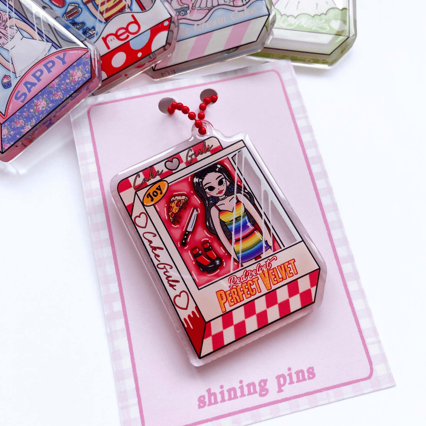 Joy Doll 'Peek-A-Boo' Keychain Acrylic Keychain acrylic keychains & pins, red velvet, restock Shining Pins