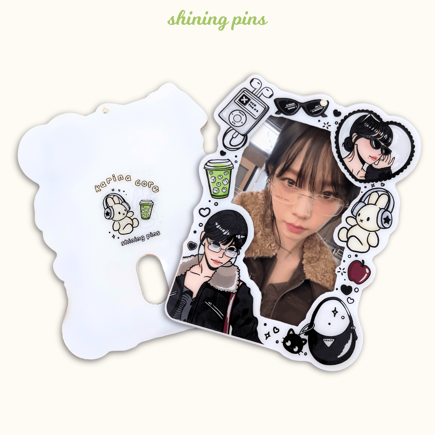 'Karina Core' Photocard Holder Acrylic Keychain aespa, photocard holder Shining Pins
