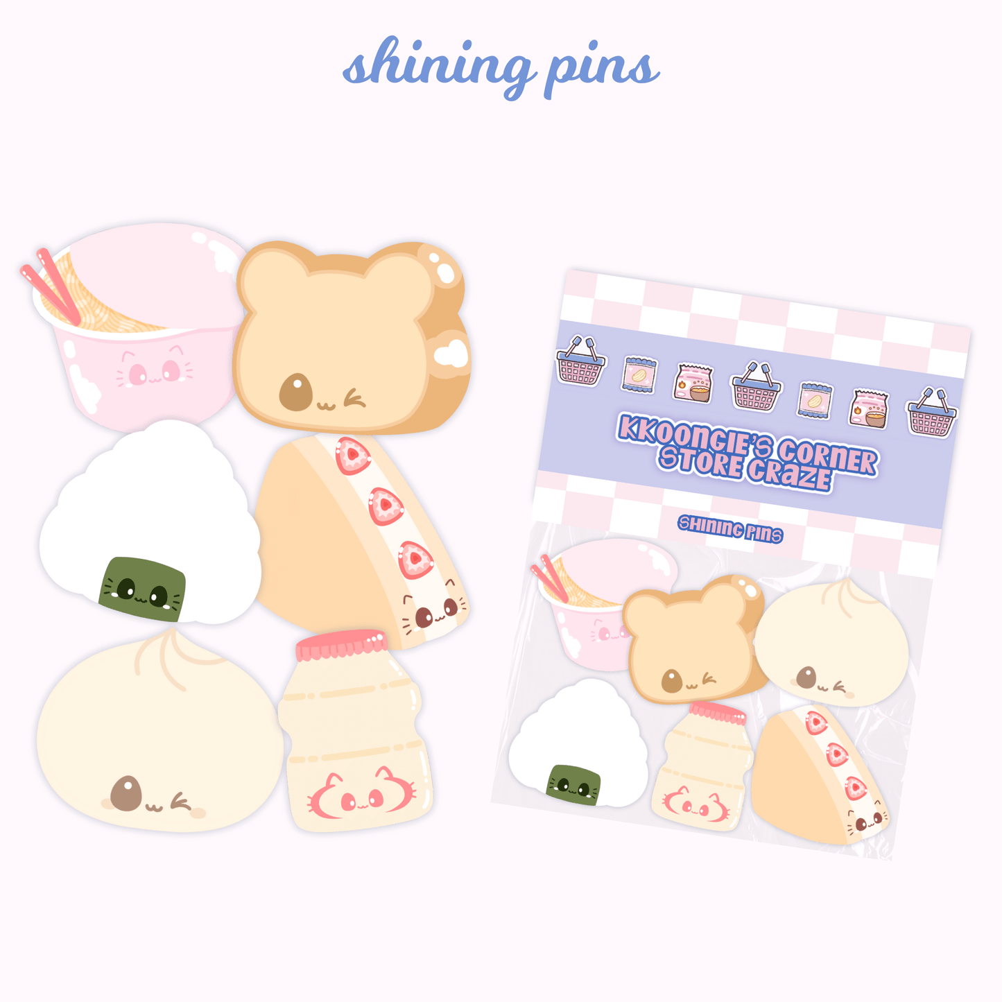 'Kkoongie's Corner Store Craze' Sticker Pack Art print kkoongie and friends, shop new in, stickers & stationary Shining Pins