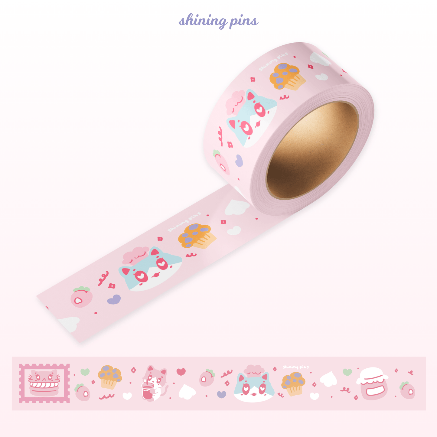 'Kkoongies Cafe' Washi Tape kkoongie and friends, stationary Shining Pins