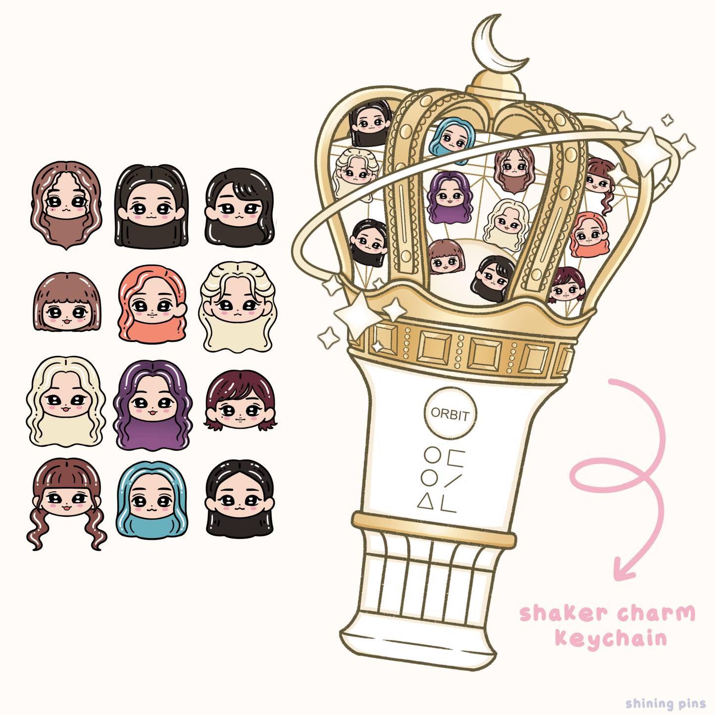 LOONA Lightstick Shaker Keychain Acrylic Keychain acrylic keychains & pins, loona, preorder Shining Pins