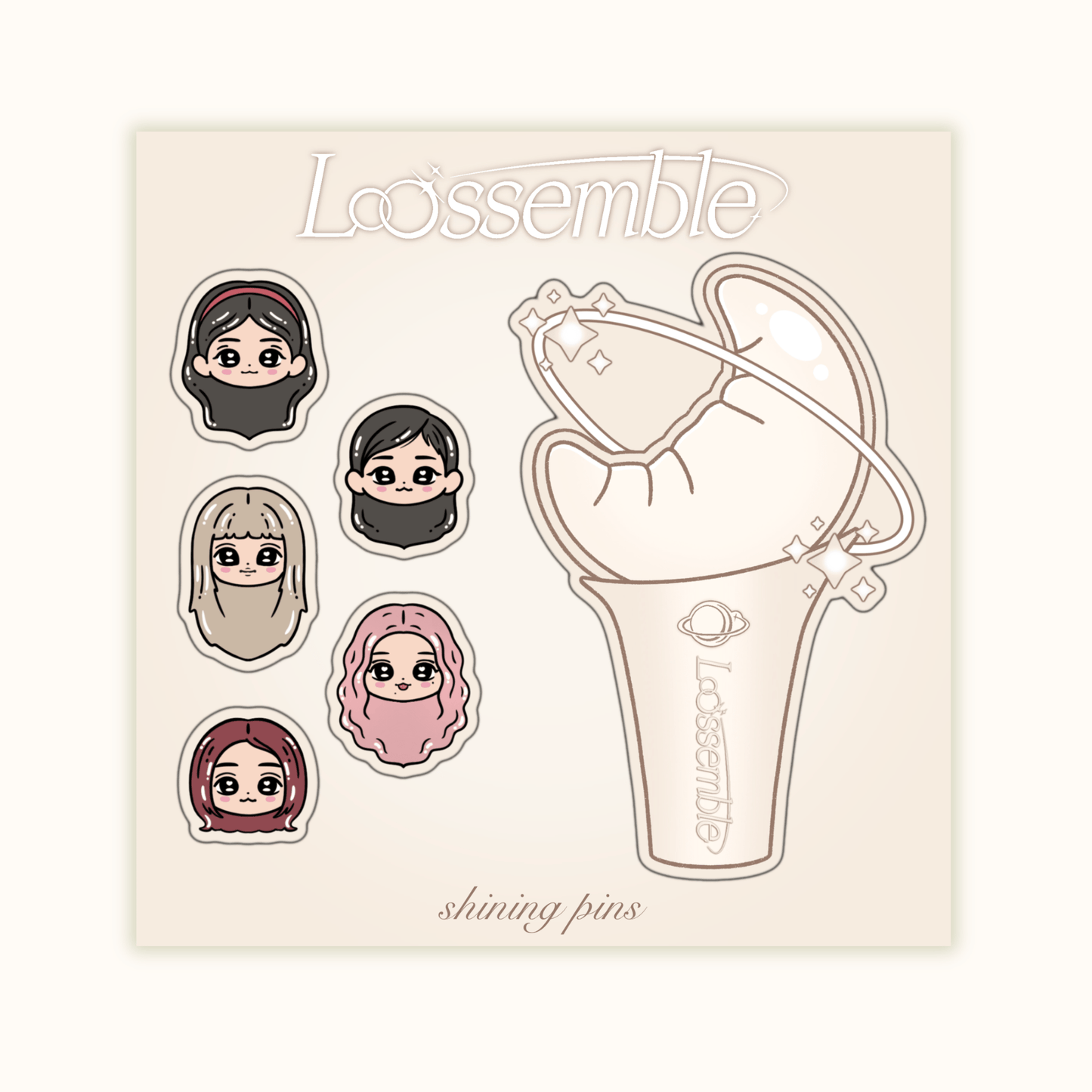 LOONA Re-Debut Lightstick Sticker Sheets Acrylic Keychain loona, shop new in, stickers & stationary Shining Pins