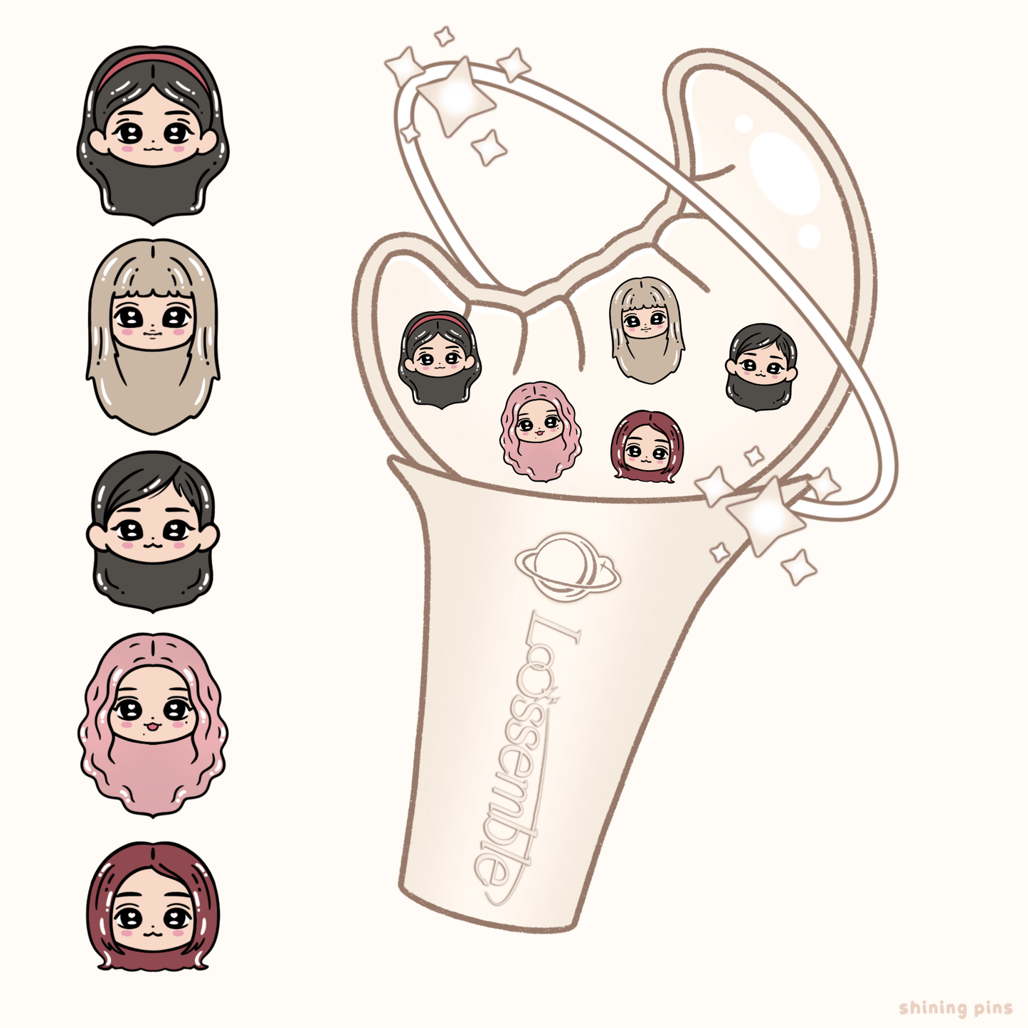 Loossemble Lightstick Shaker Keychain Acrylic Keychain acrylic keychains & pins, loona, shop new in Shining Pins