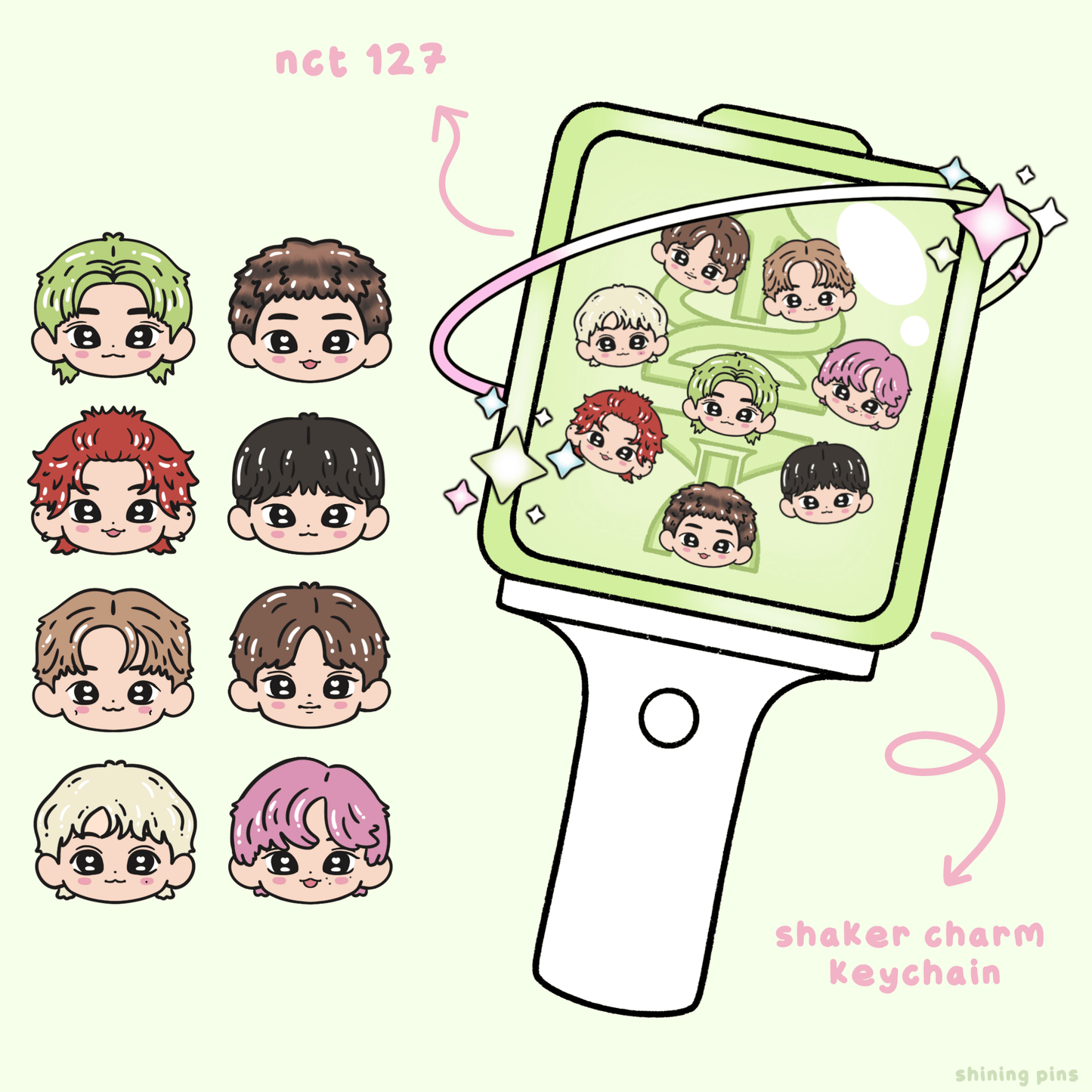 NCT 127 Lightstick Shaker Keychain Acrylic Keychain acrylic keychains & pins, nct, nct 127 Shining Pins
