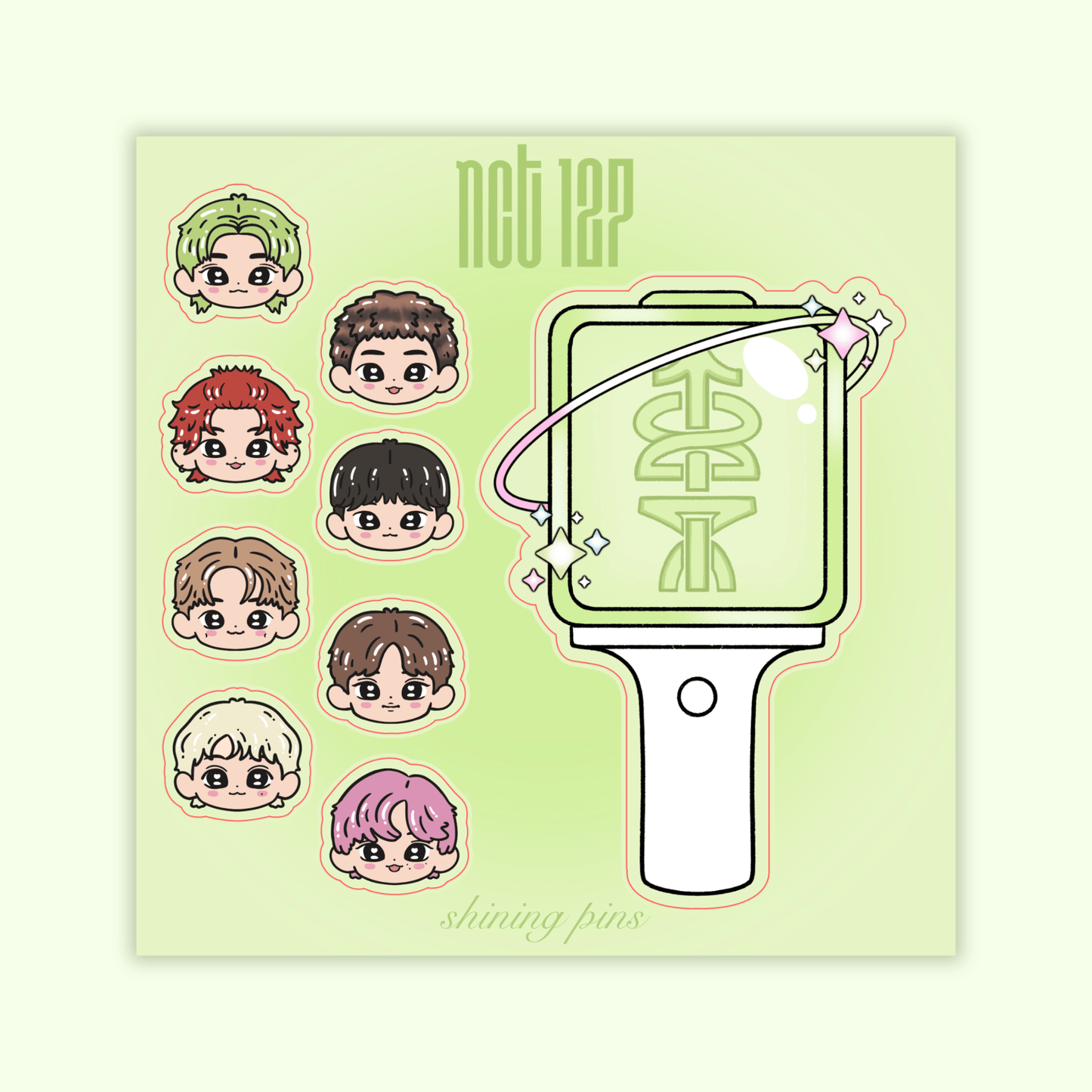 NCT 127 Lightstick Sticker Sheet Stickers and Stationary nct, nct 127, shop new in, stickers & stationary Shining Pins