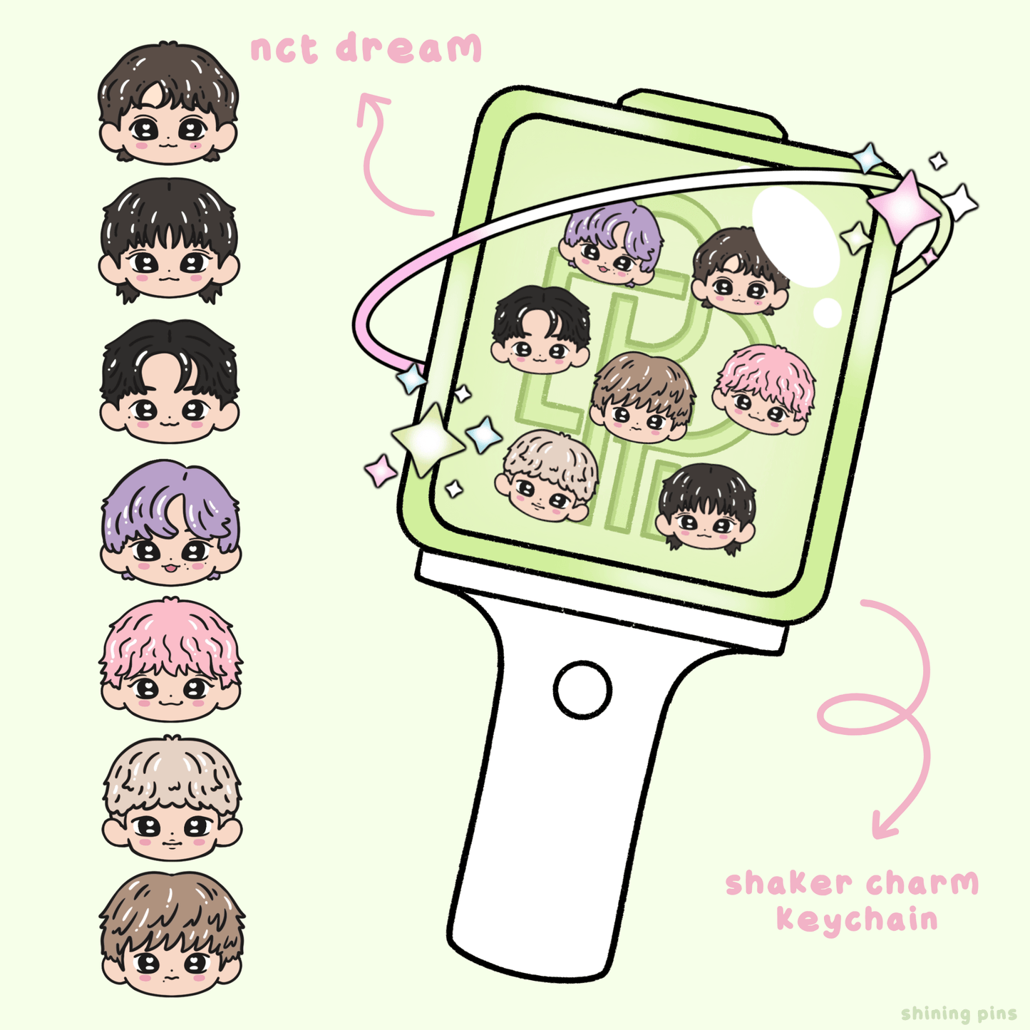 NCT Dream Lightstick Shaker Keychain Acrylic Keychain acrylic keychains & pins, nct, nct dream Shining Pins