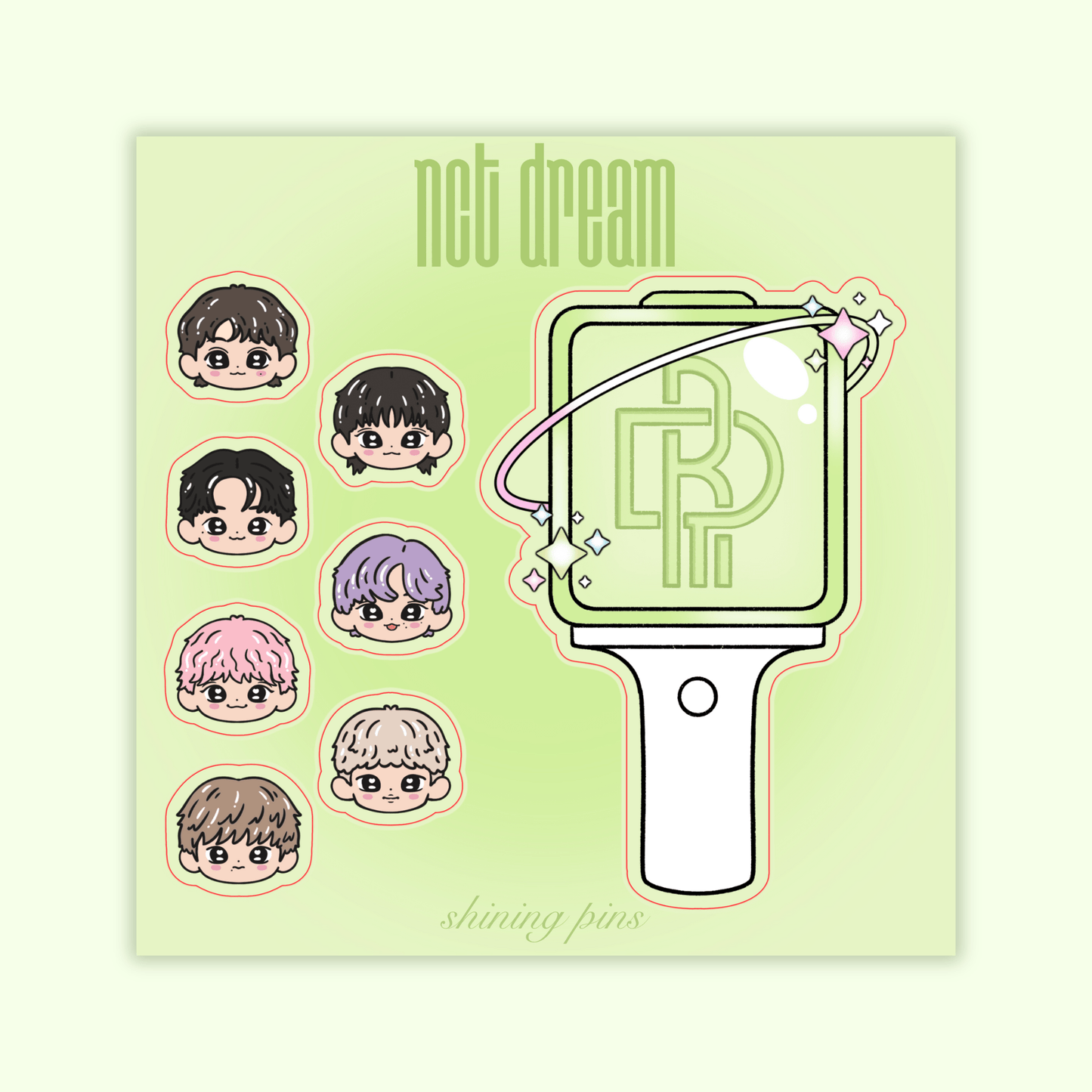 NCT Dream Lightstick Sticker Sheet Stickers and Stationary nct, nct dream, shop new in, stickers & stationary Shining Pins