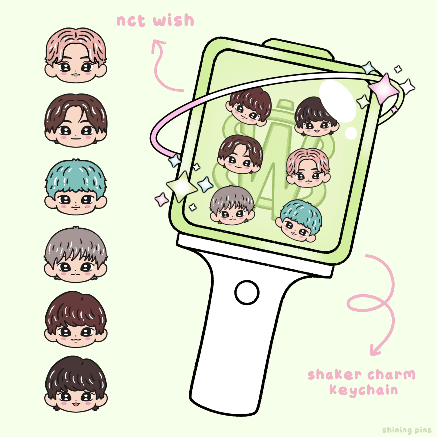 NCT Wish Lightstick Shaker Keychain Acrylic Keychain acrylic keychains & pins, nct, nct wish Shining Pins