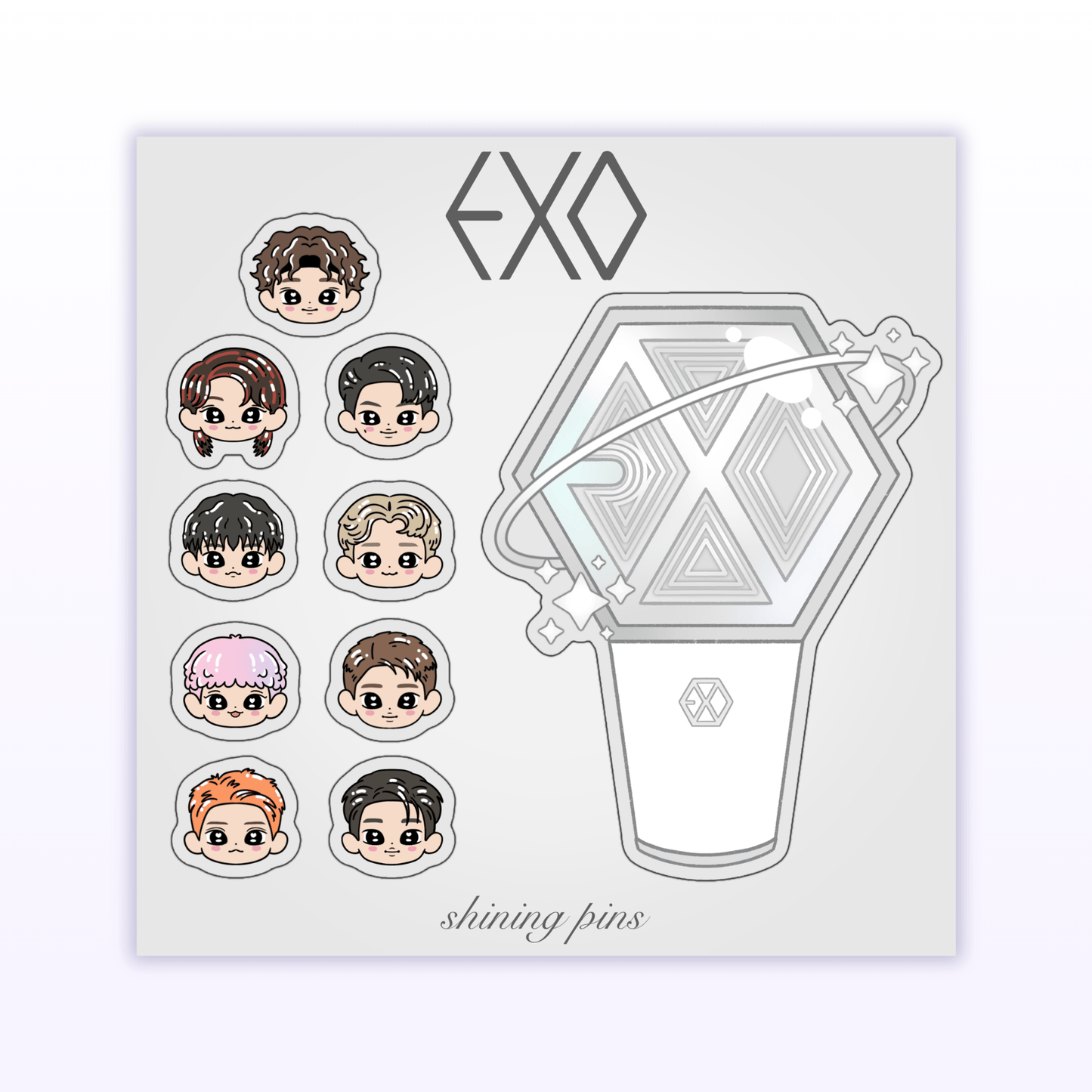 NEW Lightstick Sticker Sheets Acrylic Keychain ateez, boynextdoor, exo, ILLIT, itzy, nmixx, seventeen, shop new in, stayc, stickers & stationary Shining Pins