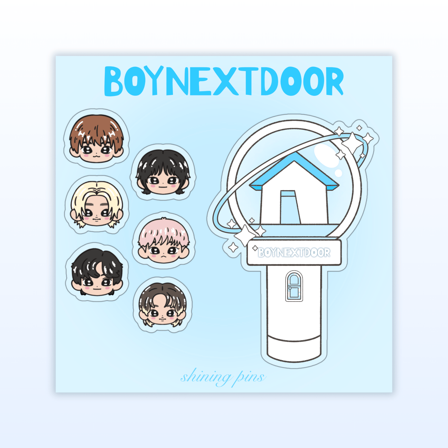 NEW Lightstick Sticker Sheets Acrylic Keychain ateez, boynextdoor, exo, ILLIT, itzy, nmixx, seventeen, shop new in, stayc, stickers & stationary Shining Pins