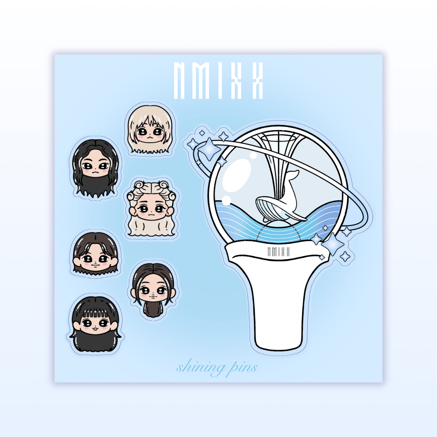 NEW Lightstick Sticker Sheets Acrylic Keychain ateez, boynextdoor, exo, ILLIT, itzy, nmixx, seventeen, shop new in, stayc, stickers & stationary Shining Pins