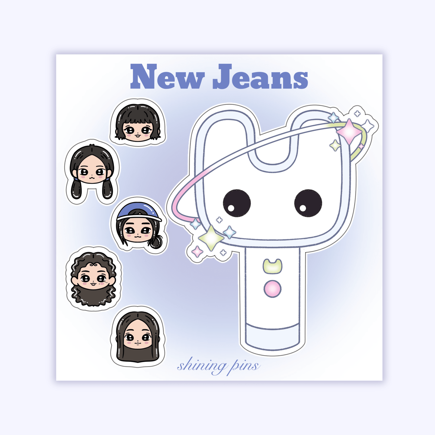 New Jeans Lightstick Sticker Sheet Stickers and Stationary new jeans, stickers & stationary Shining Pins