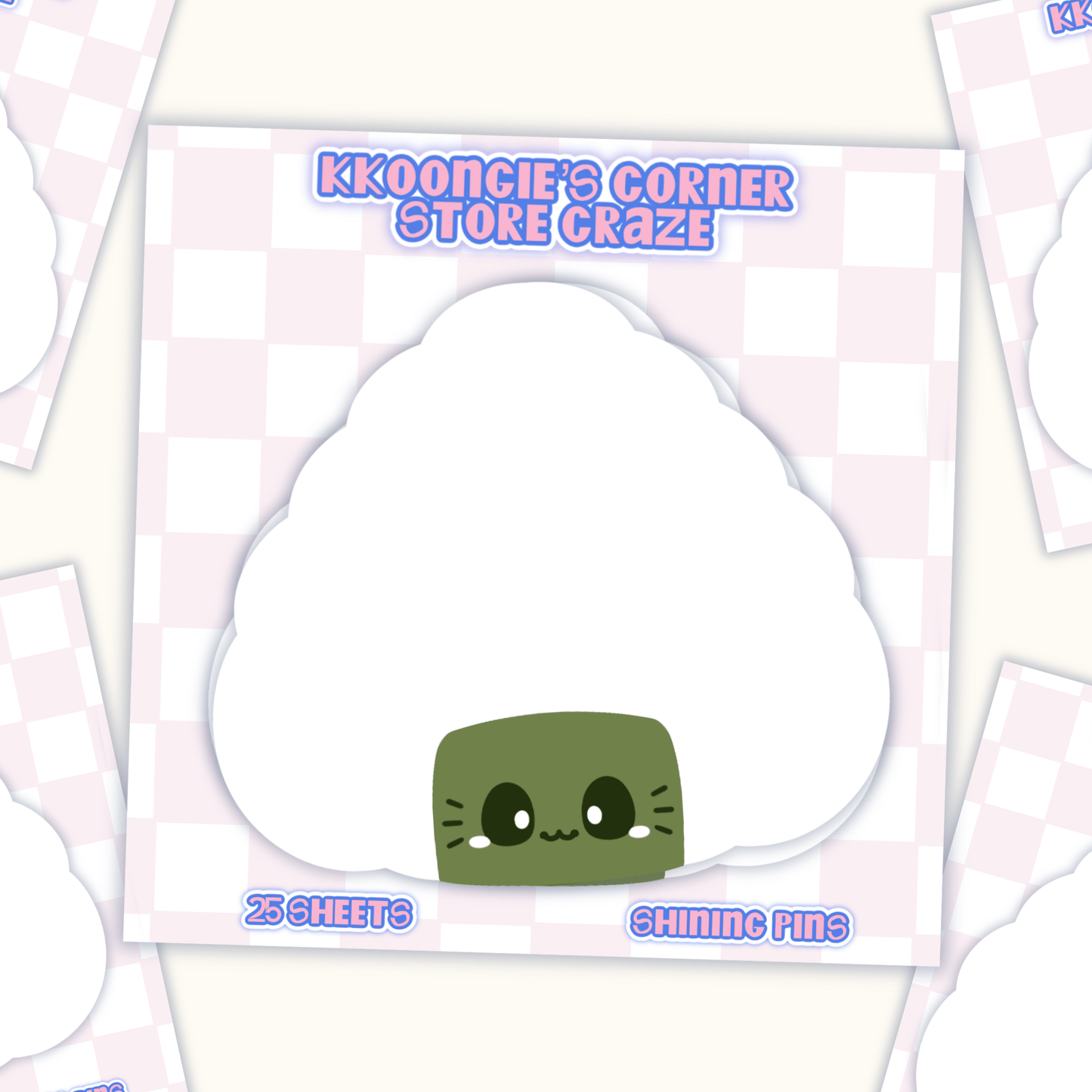 'Onigiri' Kkoongie Notepad Stickers and Stationary kkoongie and friends, shop new in, stationary Shining Pins