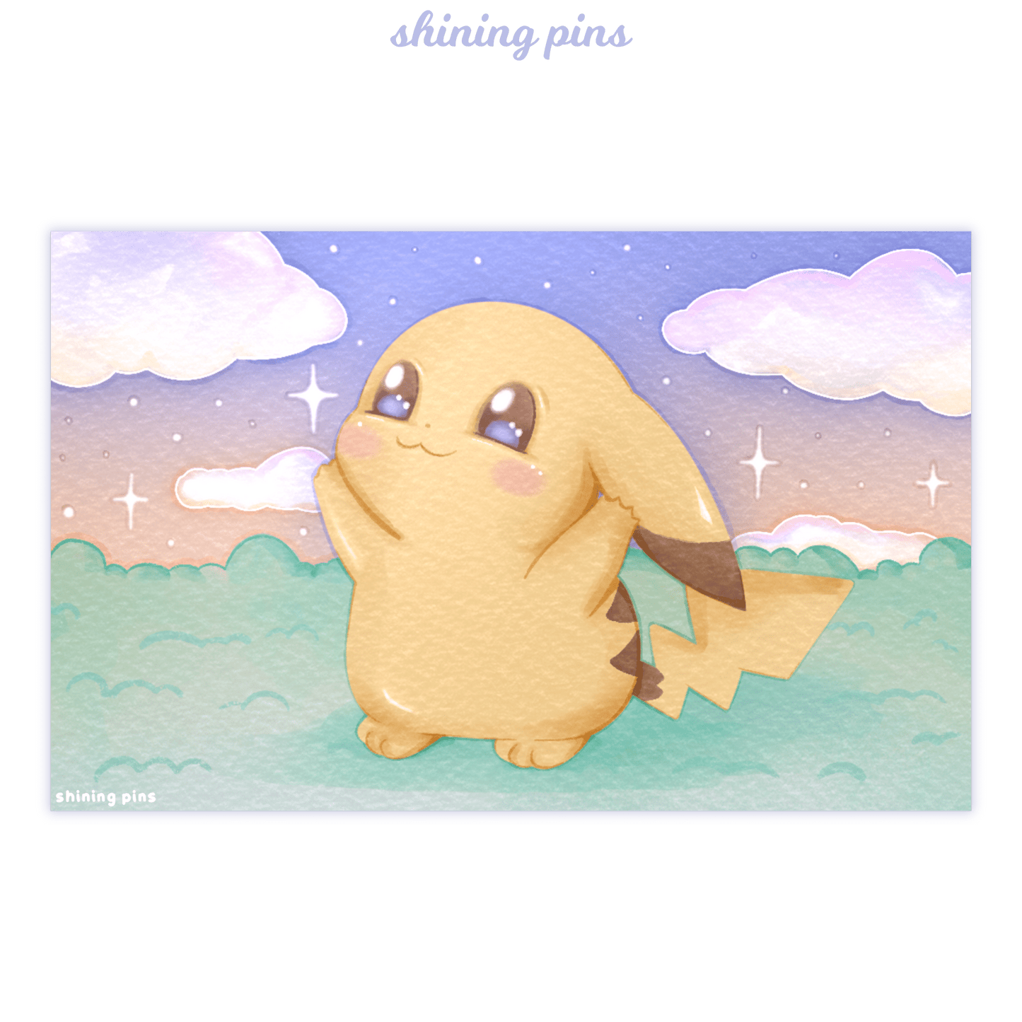 Pikachu Watercolour Print Art print anime, art prints, shop new in Shining Pins