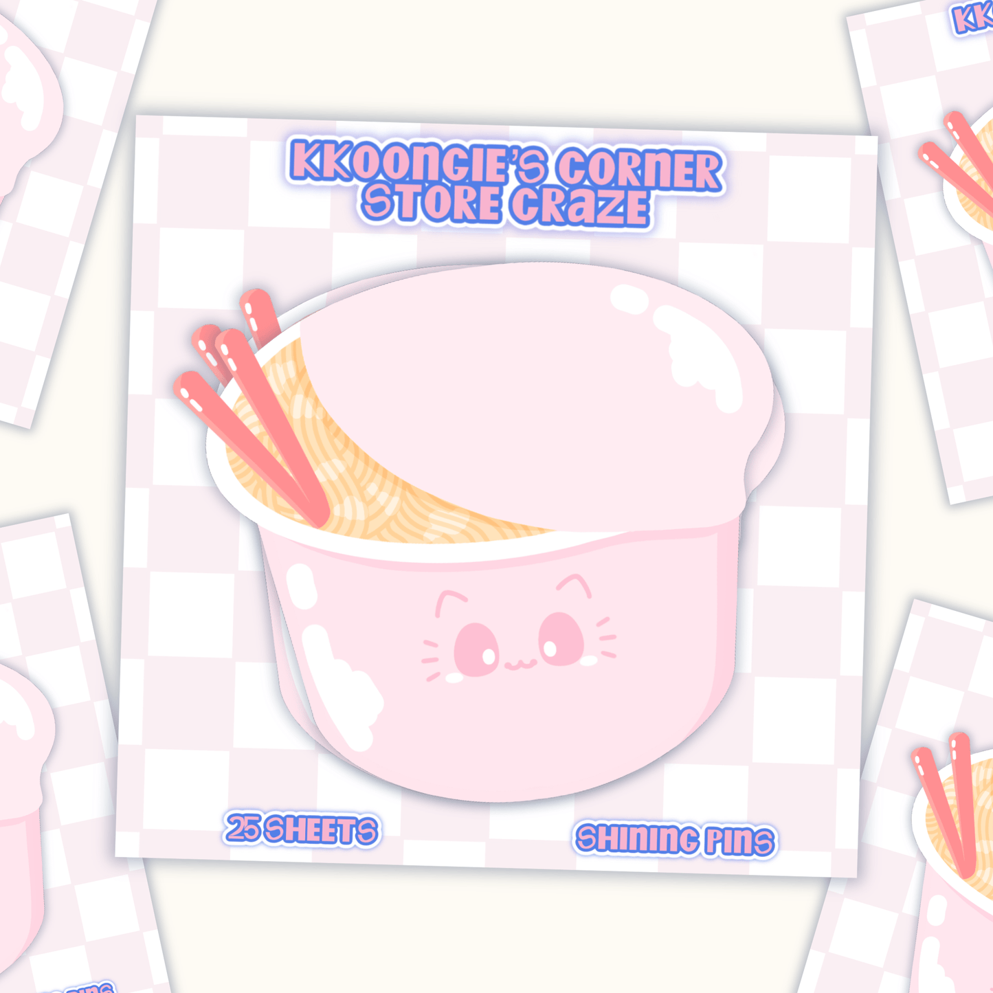 'Ramen' Kkoongie Notepad Stickers and Stationary kkoongie and friends, shop new in, stationary Shining Pins