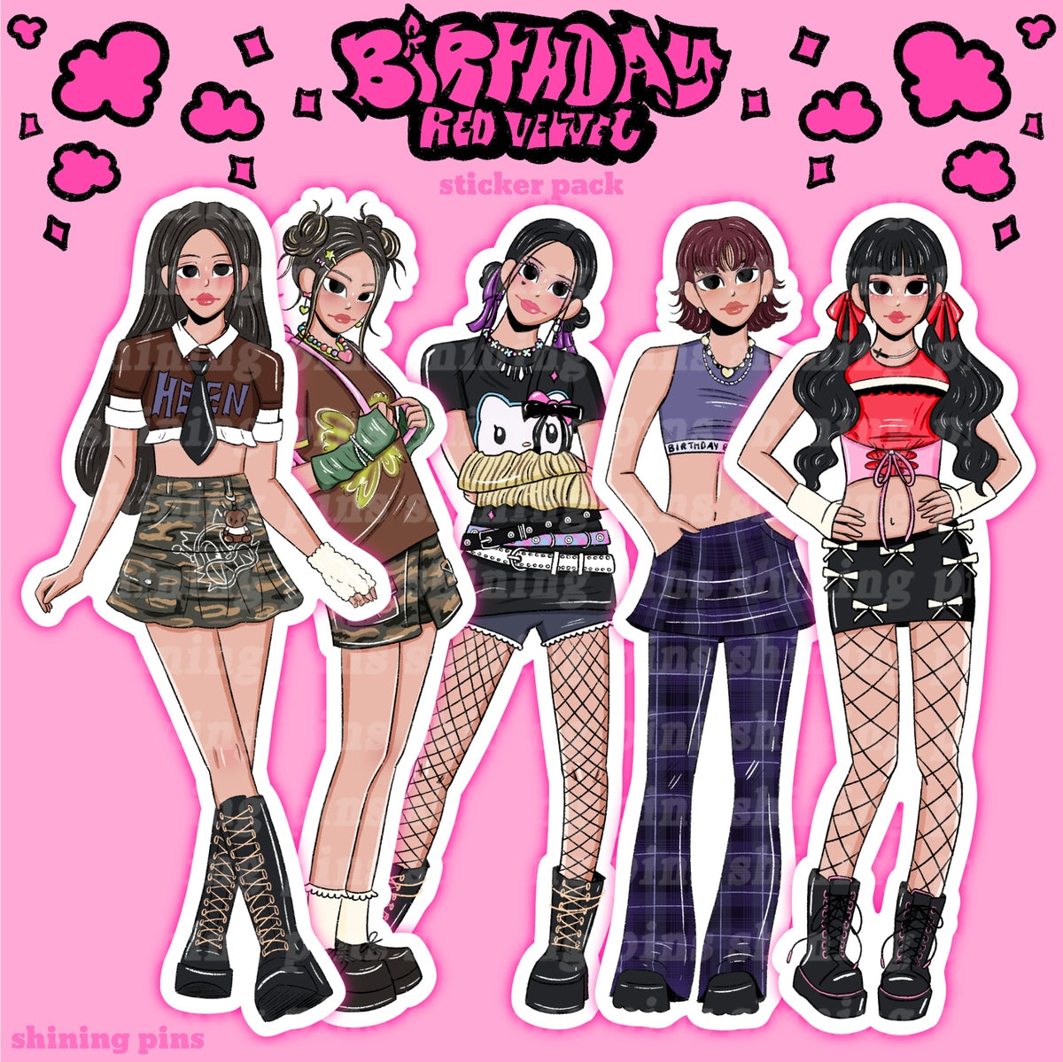 Red Velvet 'Birthday' Sticker Pack Stickers and Stationary red velvet, stickers & stationary Shining Pins