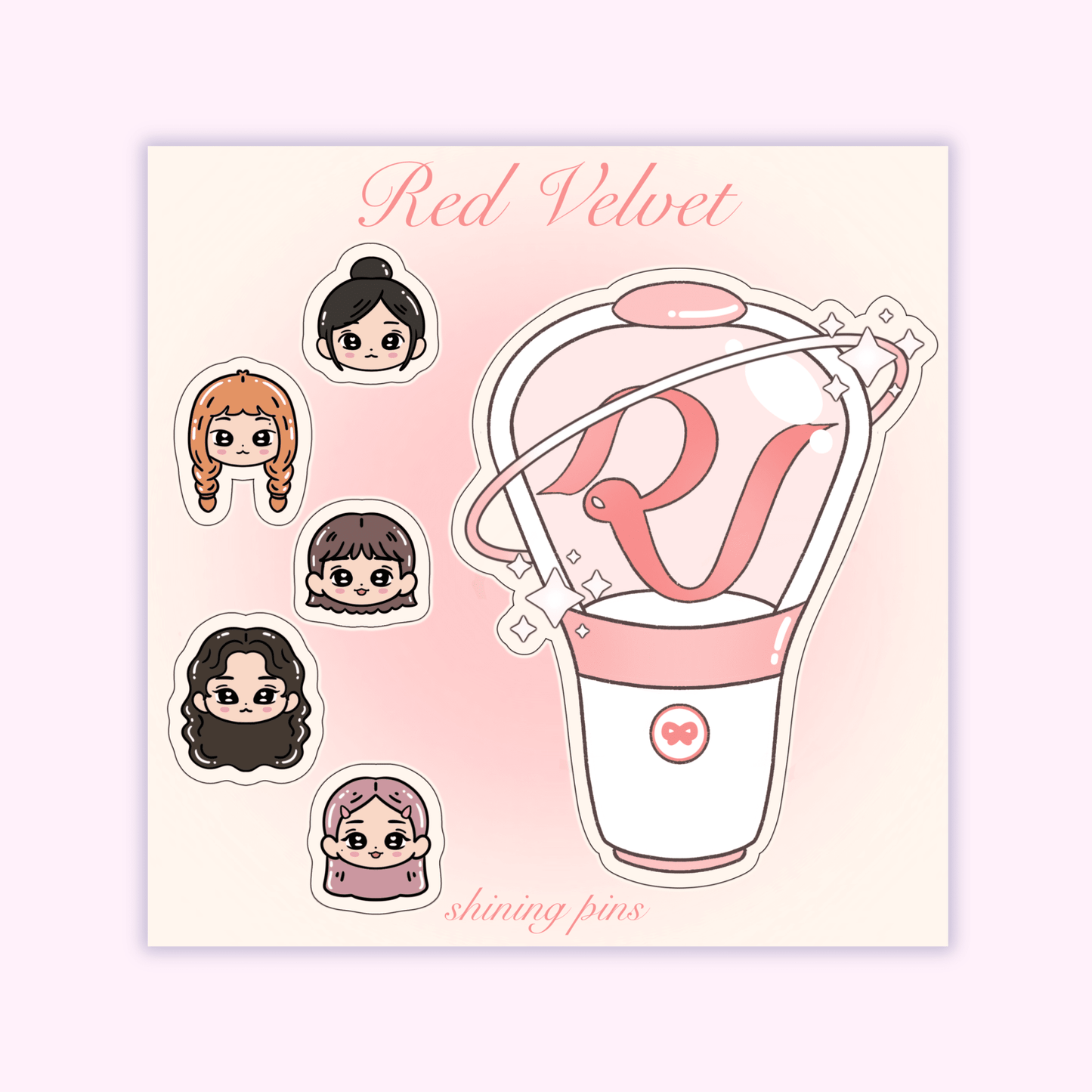 Red Velvet Lightstick Sticker Sheet Stickers and Stationary red velvet, stickers & stationary Shining Pins