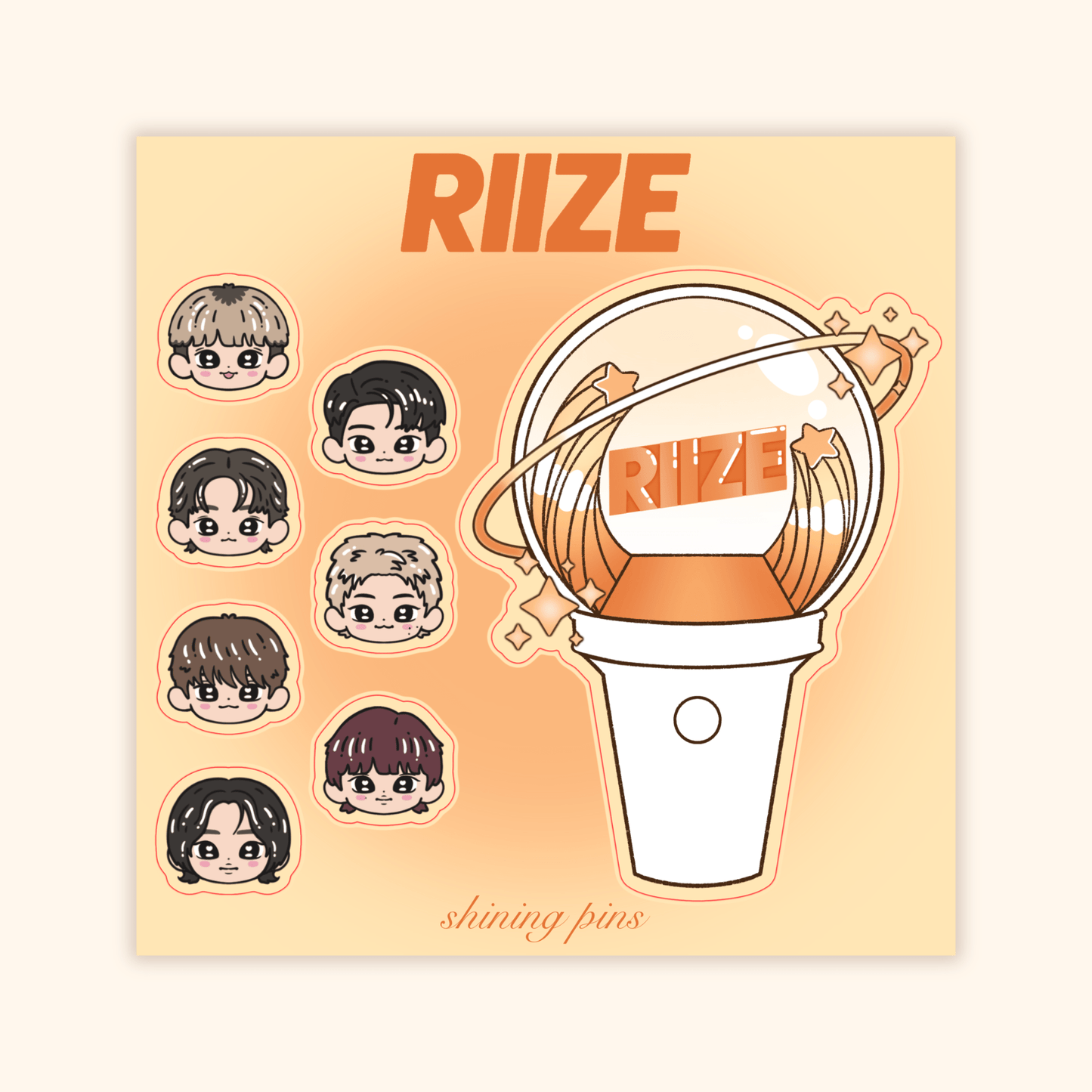 Riize Lightstick Sticker Sheet Stickers and Stationary riize, shop new in, stickers & stationary Shining Pins