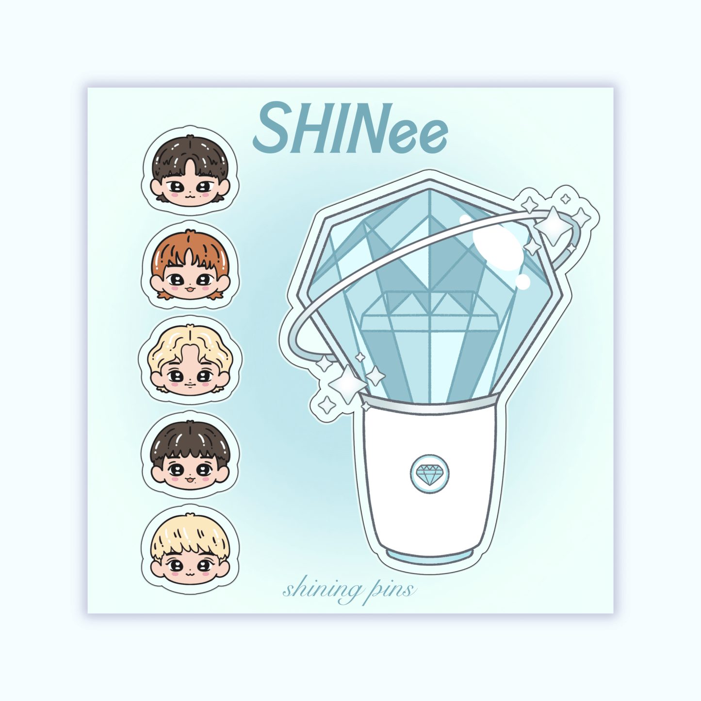 SHINee Lightstick Sticker Sheet Stickers and Stationary shinee, stickers & stationary Shining Pins