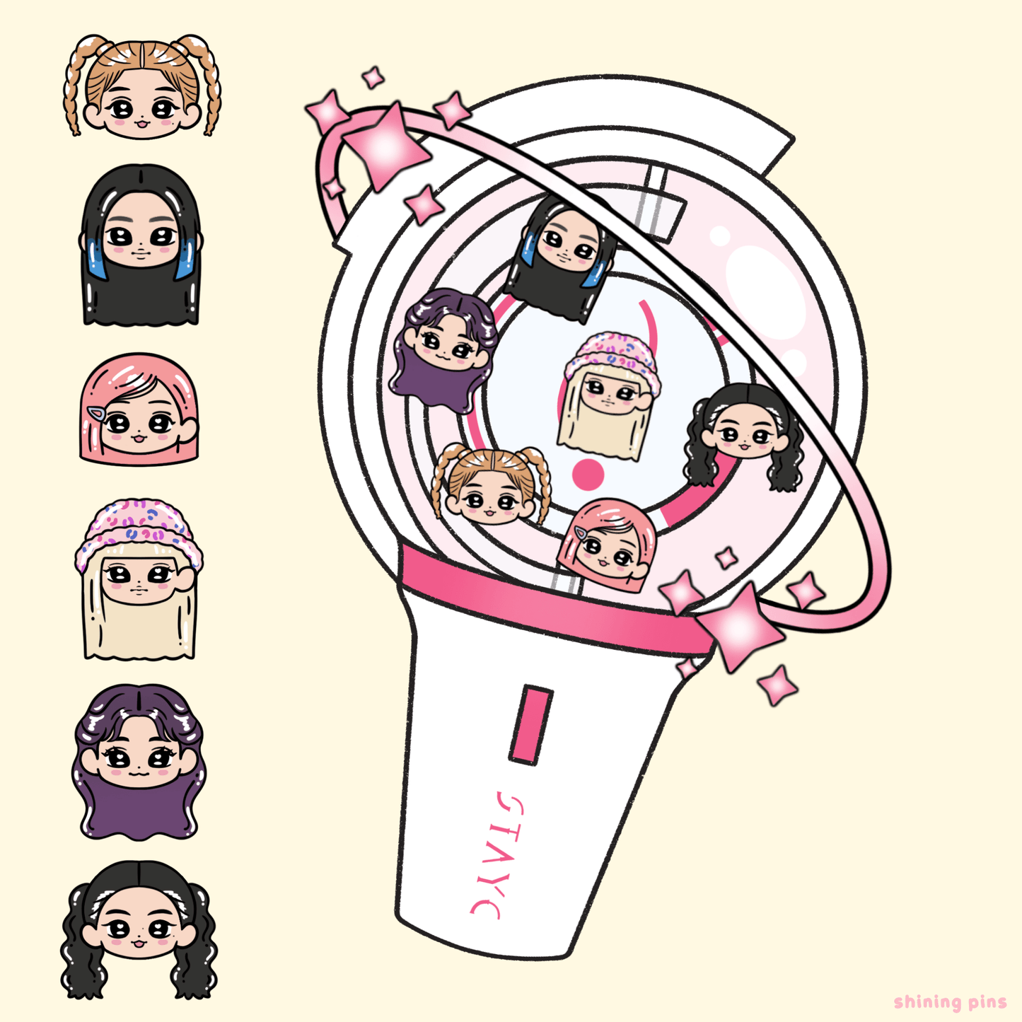 STAYC Lightstick Shaker Keychain Acrylic Keychain acrylic keychains & pins, shop new in, stayc Shining Pins