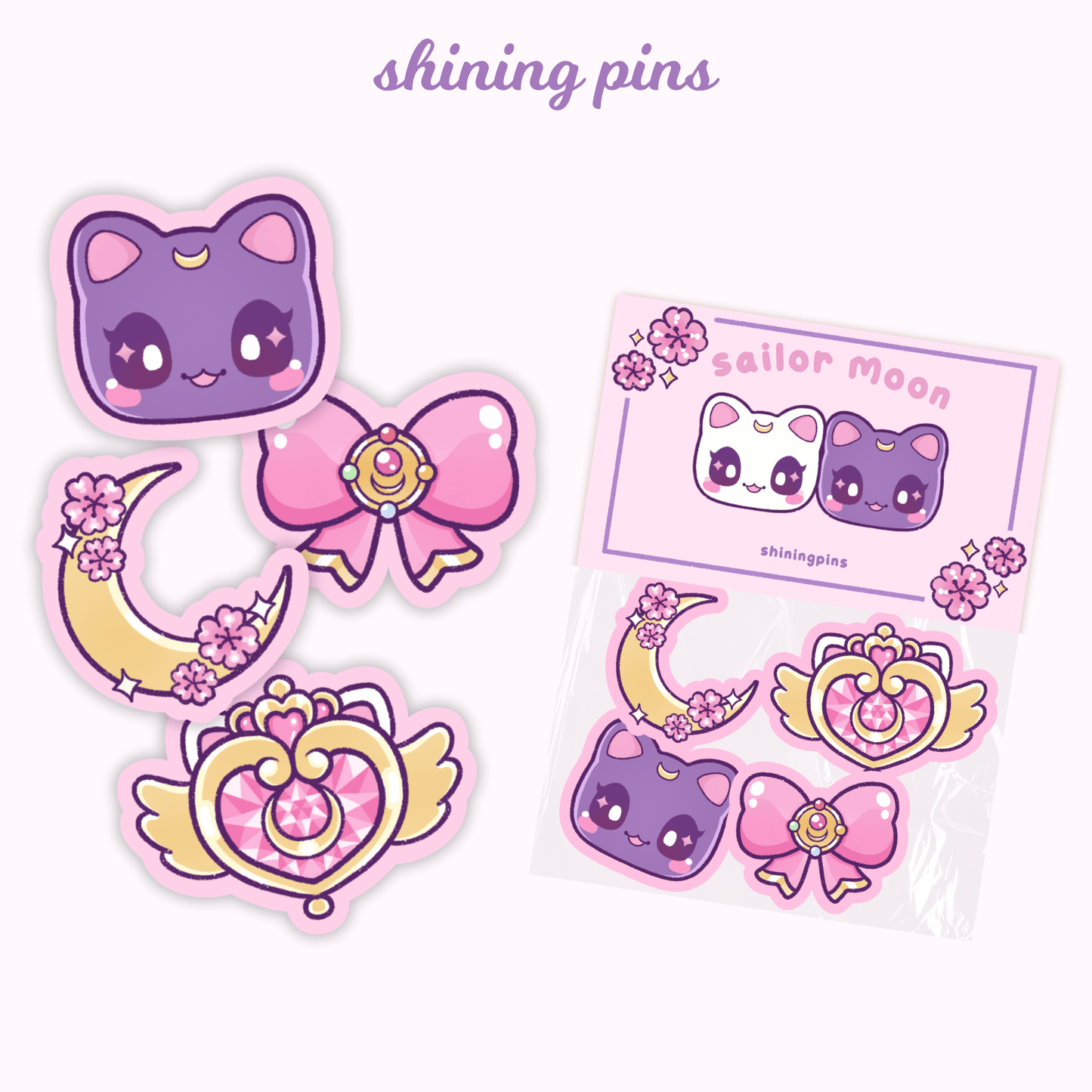 'Sailor Moon' Sticker Pack Art print anime, shop new in, stickers & stationary Shining Pins