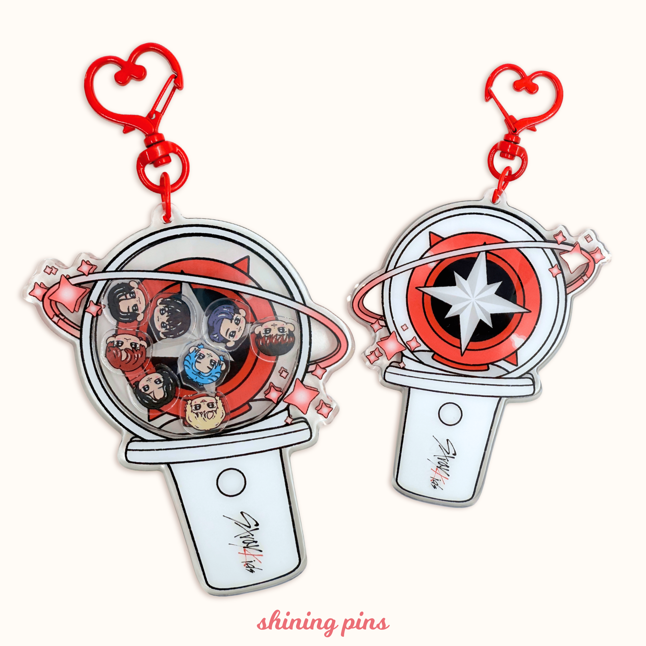 K18YG スイングデザインチャーム Shining Pins | Stray Kids Lightstick Shaker Keychain – Shining Studio