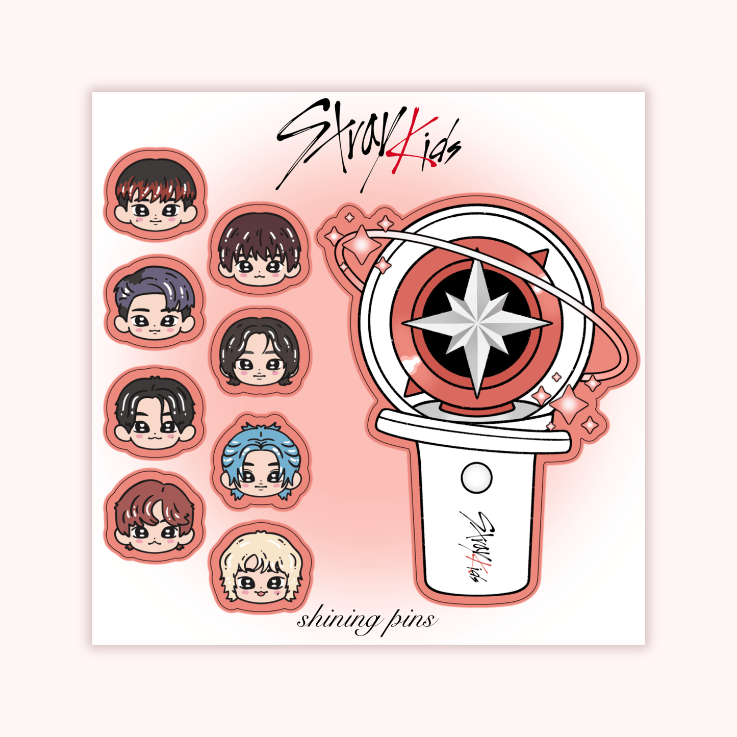 Stray Kids Lightstick Sticker Sheet Stickers and Stationary shop new in, stickers & stationary, stray kids Shining Pins