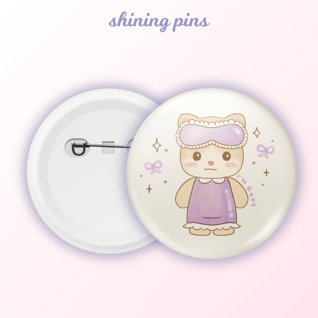 'Sylvanian Sleepover' Kkoongie & Friends Badges Art print accessories, kkoongie and friends Shining Pins