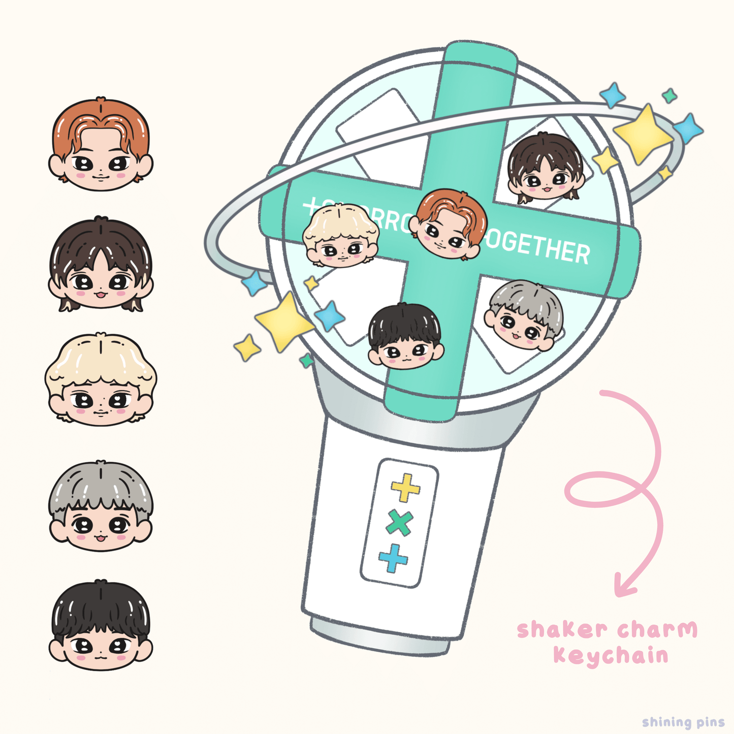 TXT Lightstick Shaker Keychain Acrylic Keychain acrylic keychains & pins, preorder, tomorrow x together Shining Pins