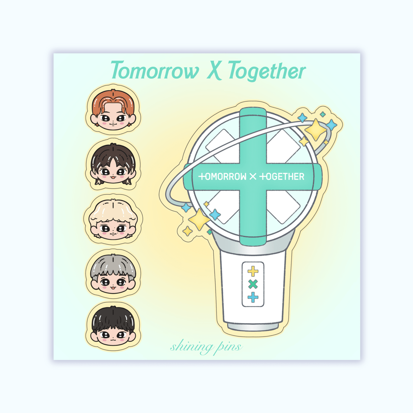 TXT Lightstick Sticker Sheet stickers & stationary, tomorrow x together Shining Pins