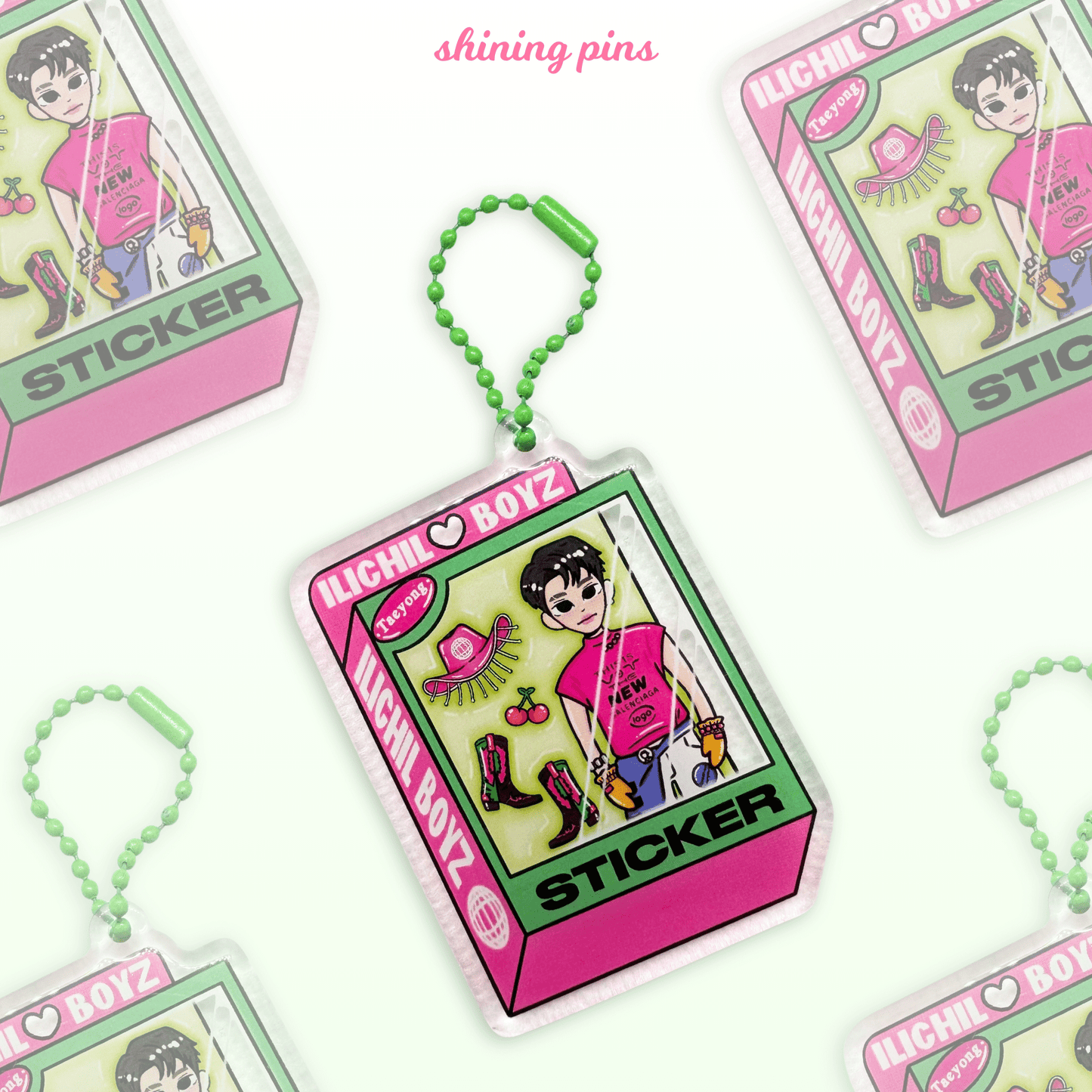 Taeyong Doll 'Sticker' Keychain Acrylic Keychain acrylic keychains & pins, nct, nct 127, shop new in Shining Pins